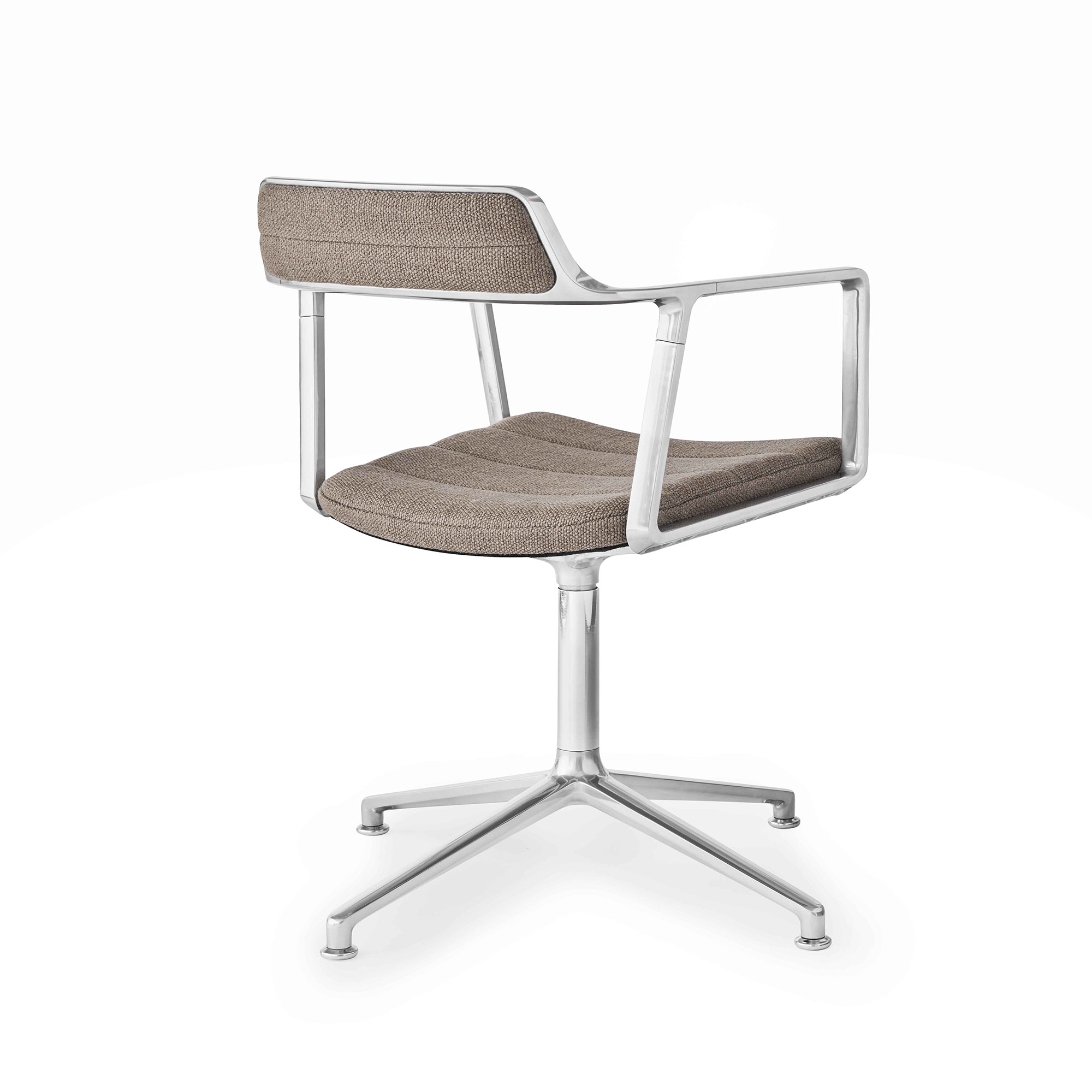 VIPP 452 // SWIVEL CHAIR - SAND TEXTILE, POLISHED FRAME, CASTORS