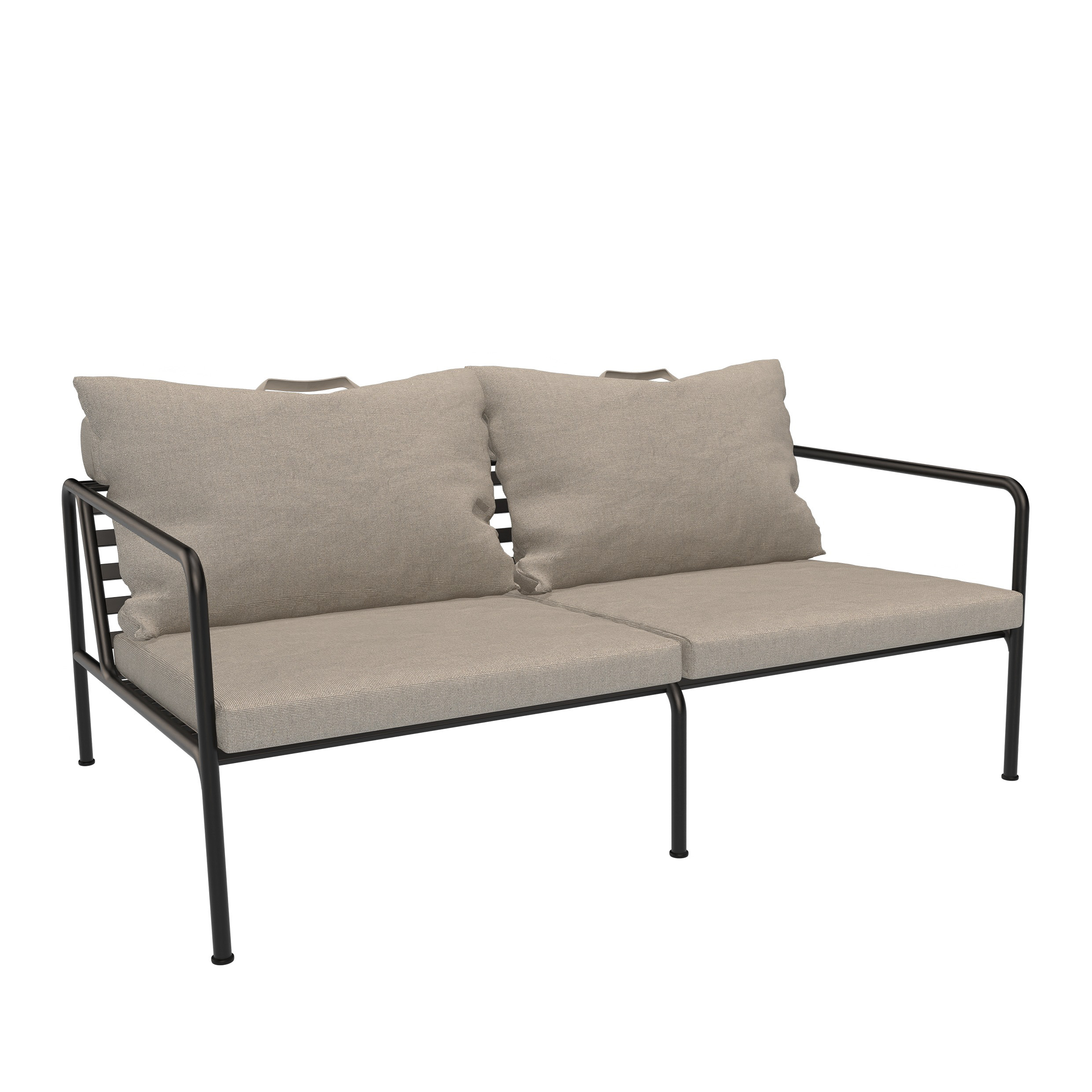 Houe // AVON 2-seater - Outdoor sofa, black frame, ash cushions