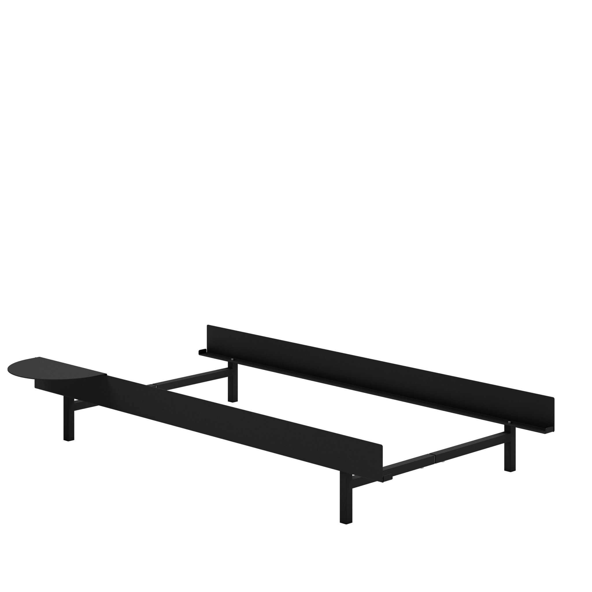 MOEBE // BED 90 CM (low) - BLACK | NO SLATS | 1x SIDE TABLE