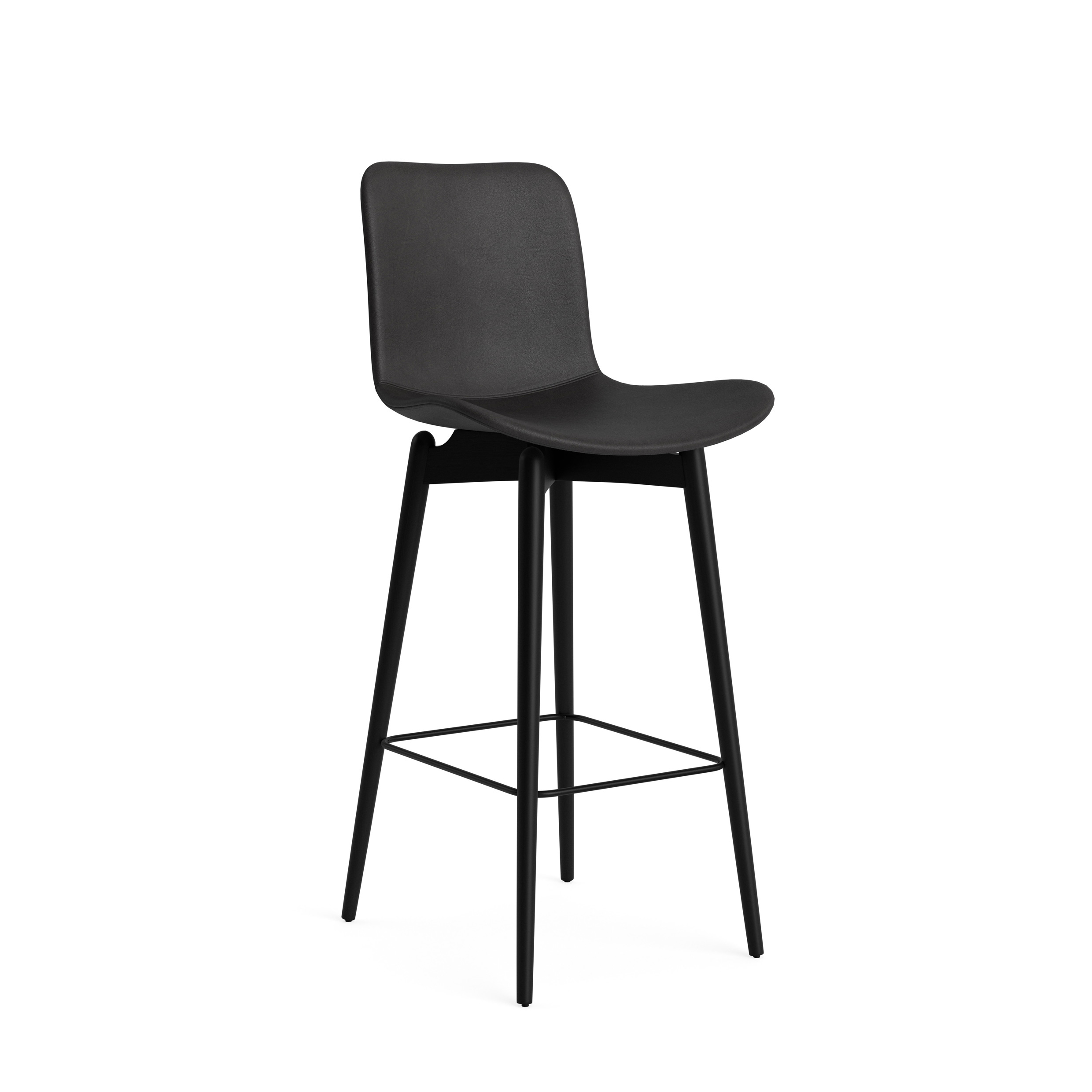 NORR11 // LANGUE - BAR CHAIR | BEECH BLACK | LEATHER DUNES ANTHRACITE 21003 - 75 CM