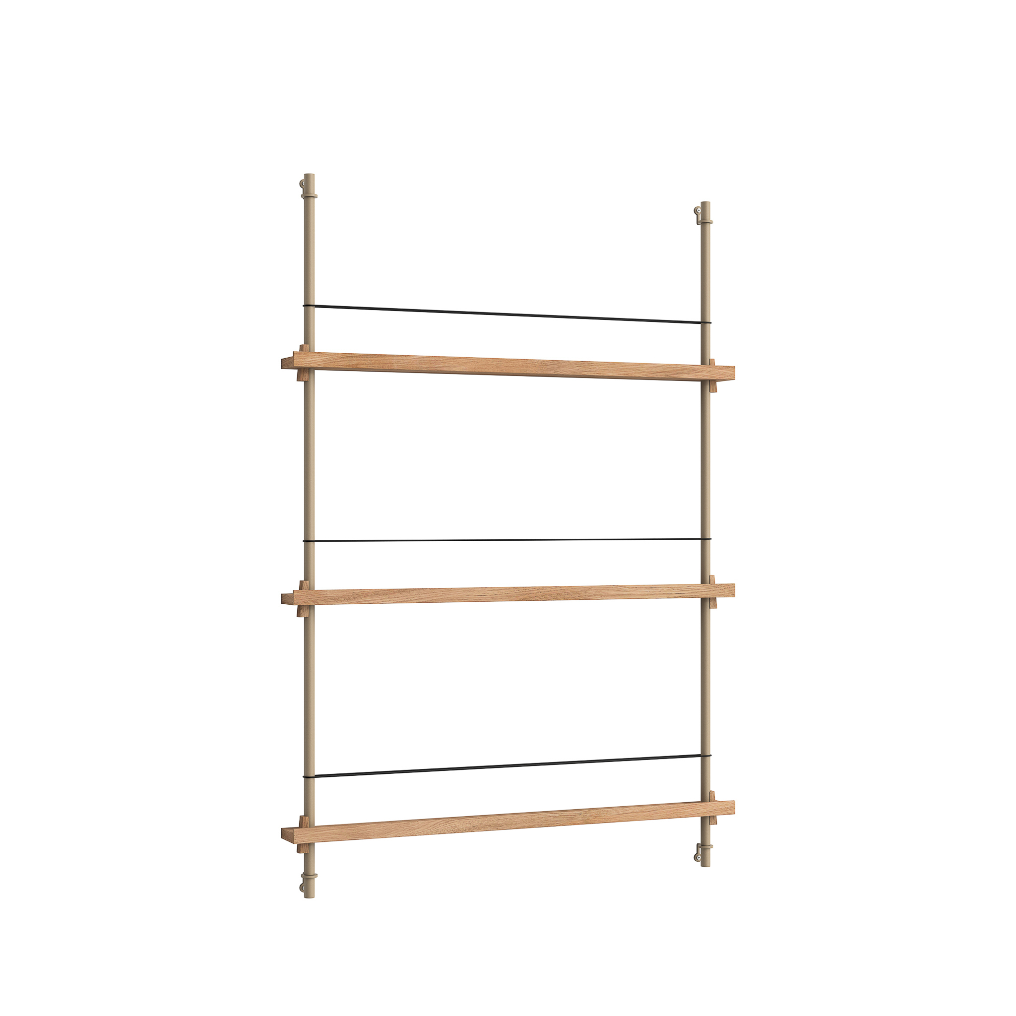 MOEBE // MAGAZINE SHELVING  - MS.115.1 | 115CM x 85CM |  OAK SHELVES |  WARM GREY LEGS