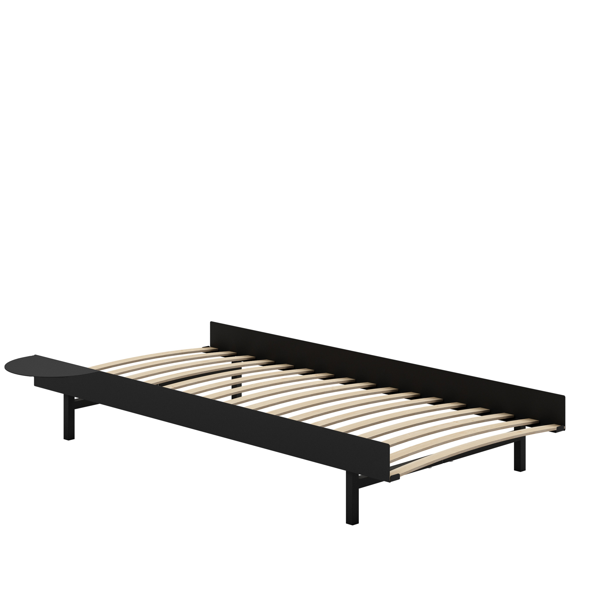 MOEBE // BETT 90 CM (low) - SCHWARZ | LATTENROST | 1 x ABLAGE