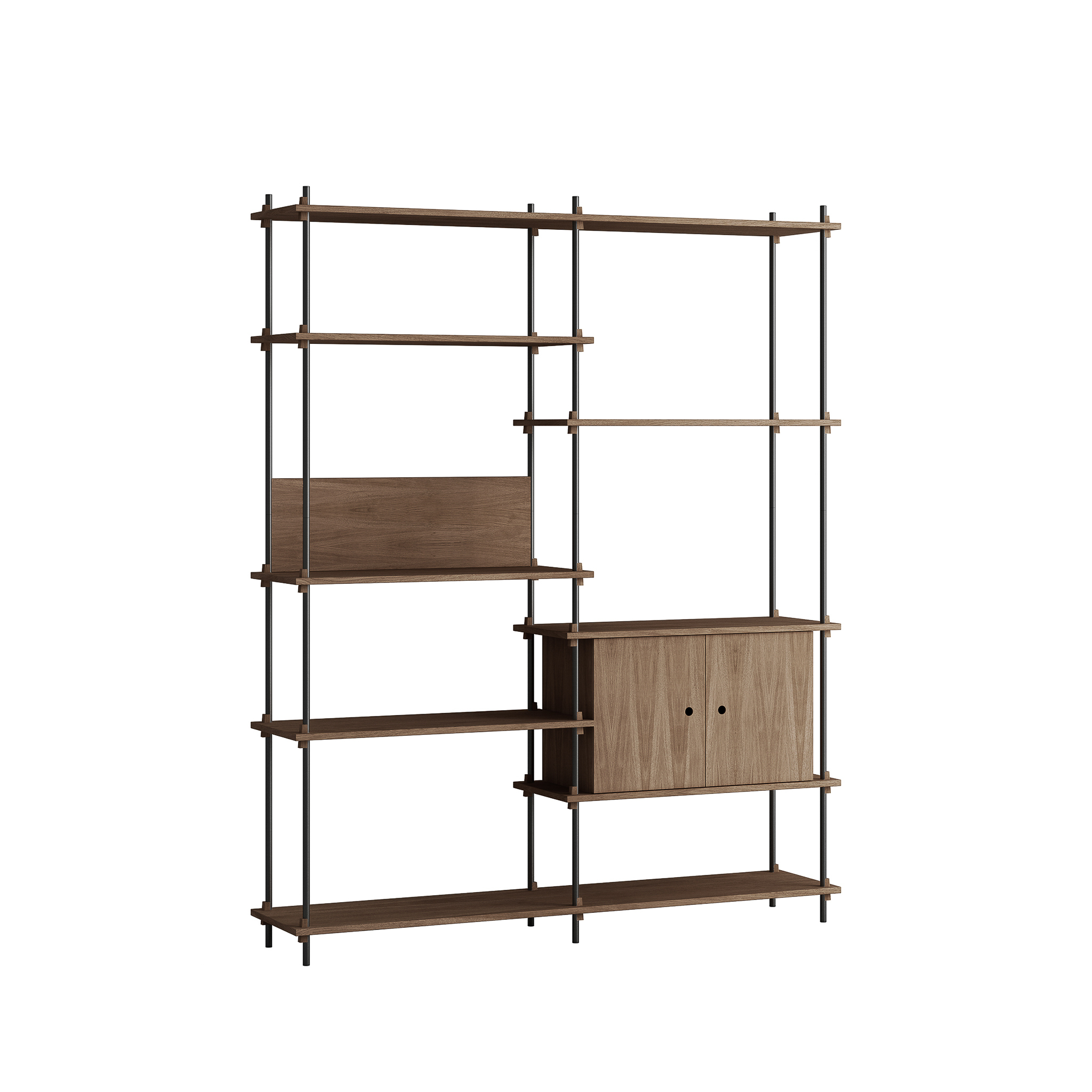 MOEBE // SHELVING SYSTEM - S.200.2.C | 200CM x 163CM |  BLACK SHELVES |  BLACK LEGS