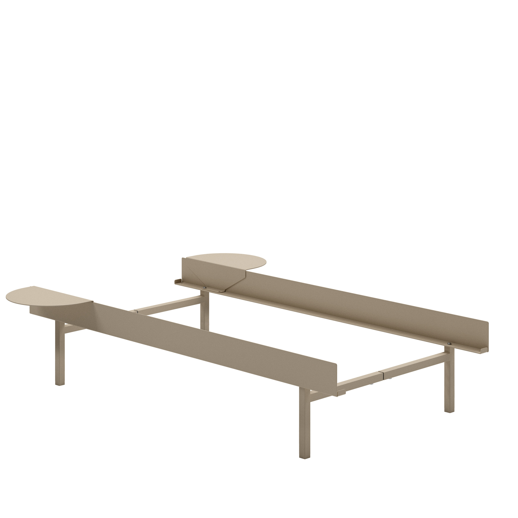 MOEBE // BED 90 CM (TALL) - SAND | NO SLATS | 2x SIDE TABLE