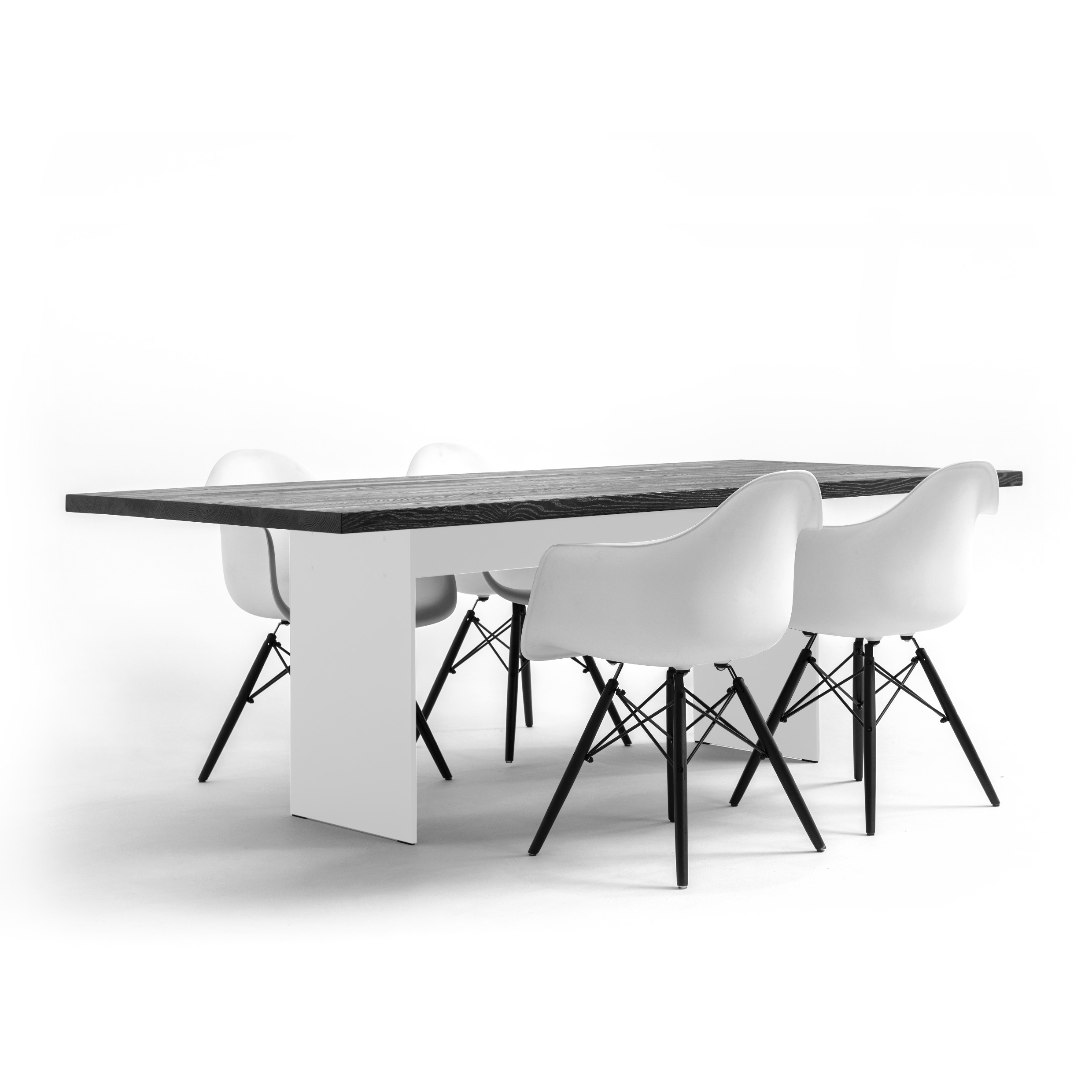 FORM EXCLUSIVE // FYNN - DINING TABLE | GERMAN OAK | BLACK CARED - 220CM X 100CM X 4CM - SLEEK WHITE