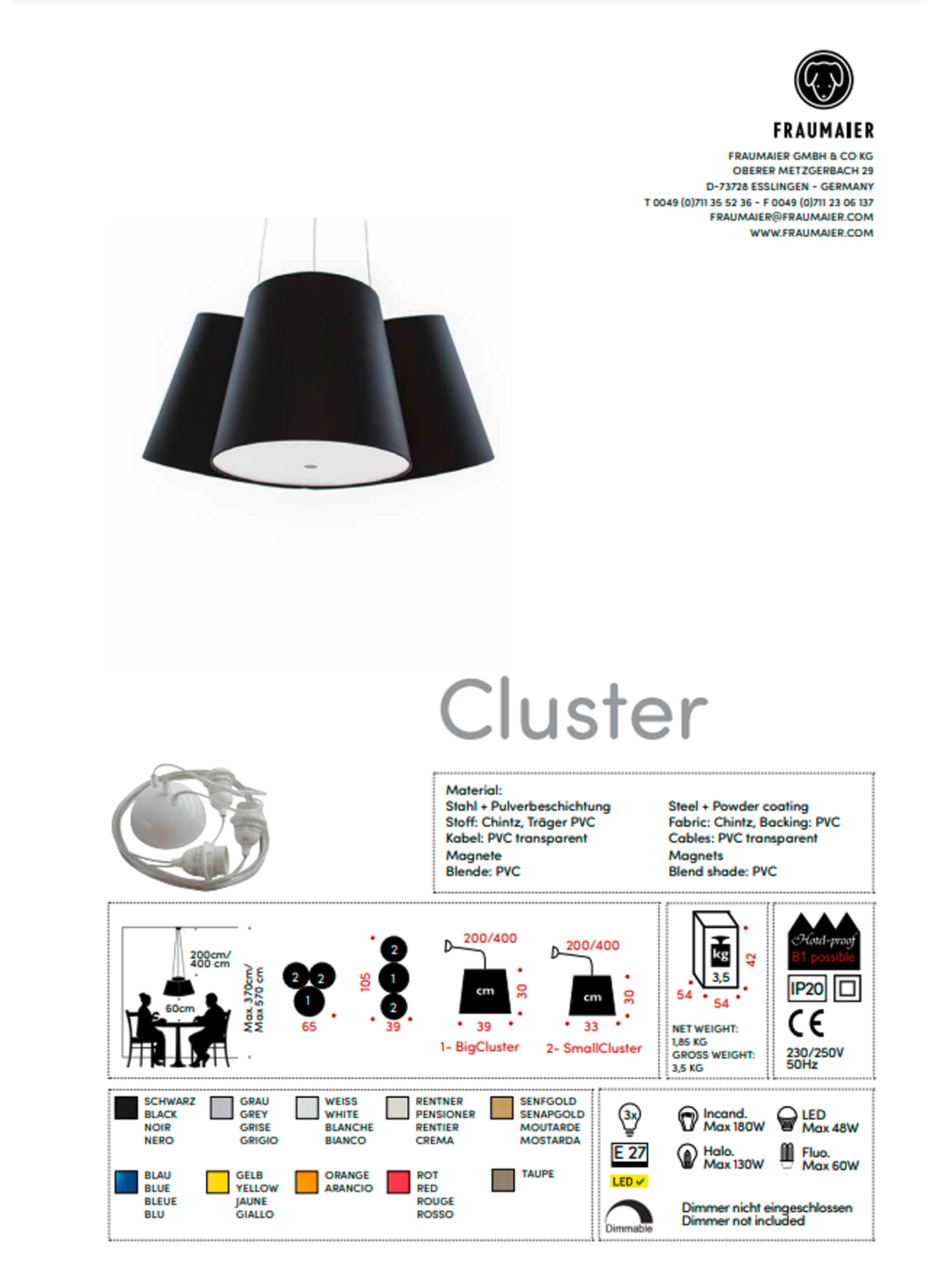 frauMaier // Cluster (3 shades) - Pendelleuchte, blau frauMaier // Cluster (3 shades) - Pendelleuchte, blau