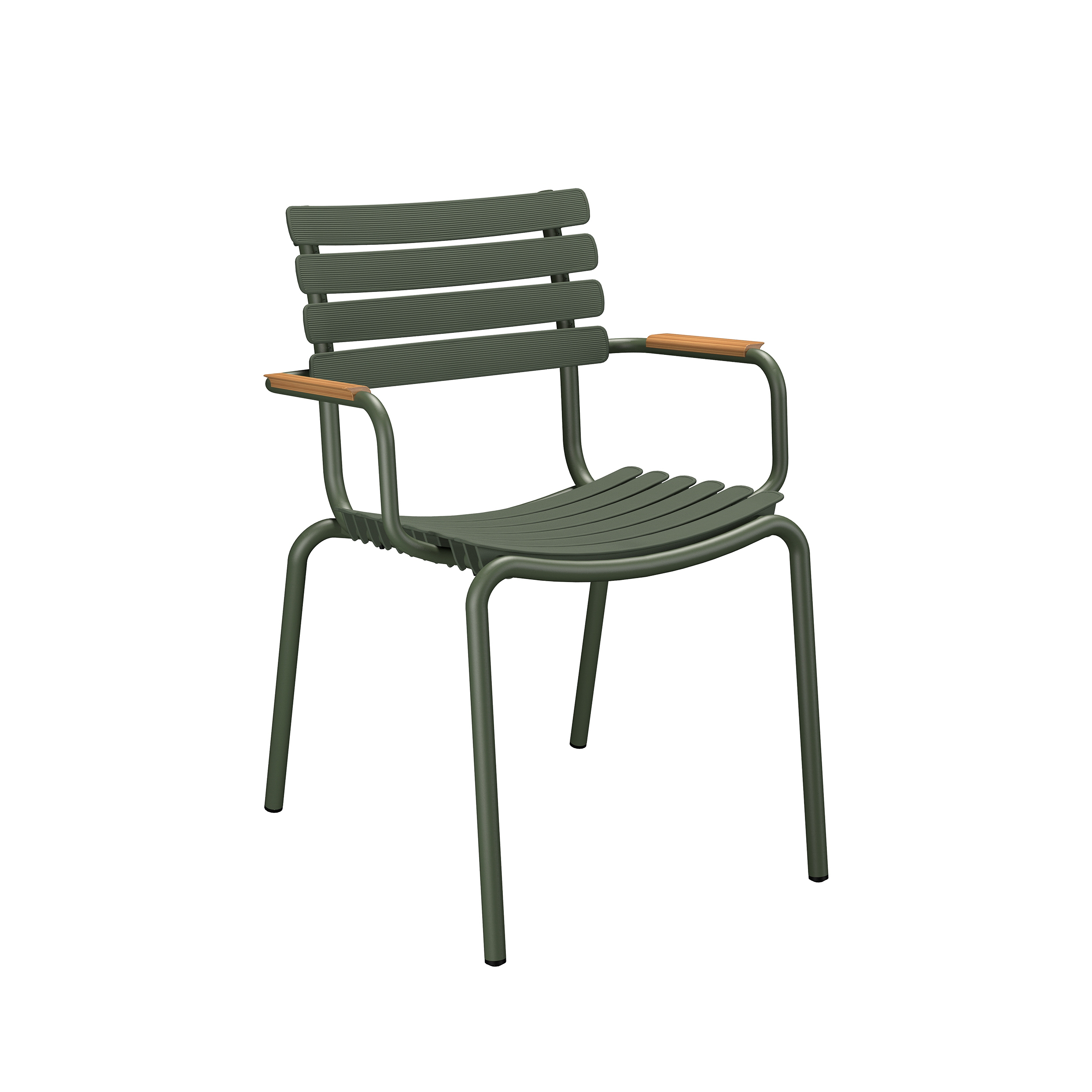 Houe // ReCLIPS Dining Chair - garden chair, bamboo armrest, color olive green