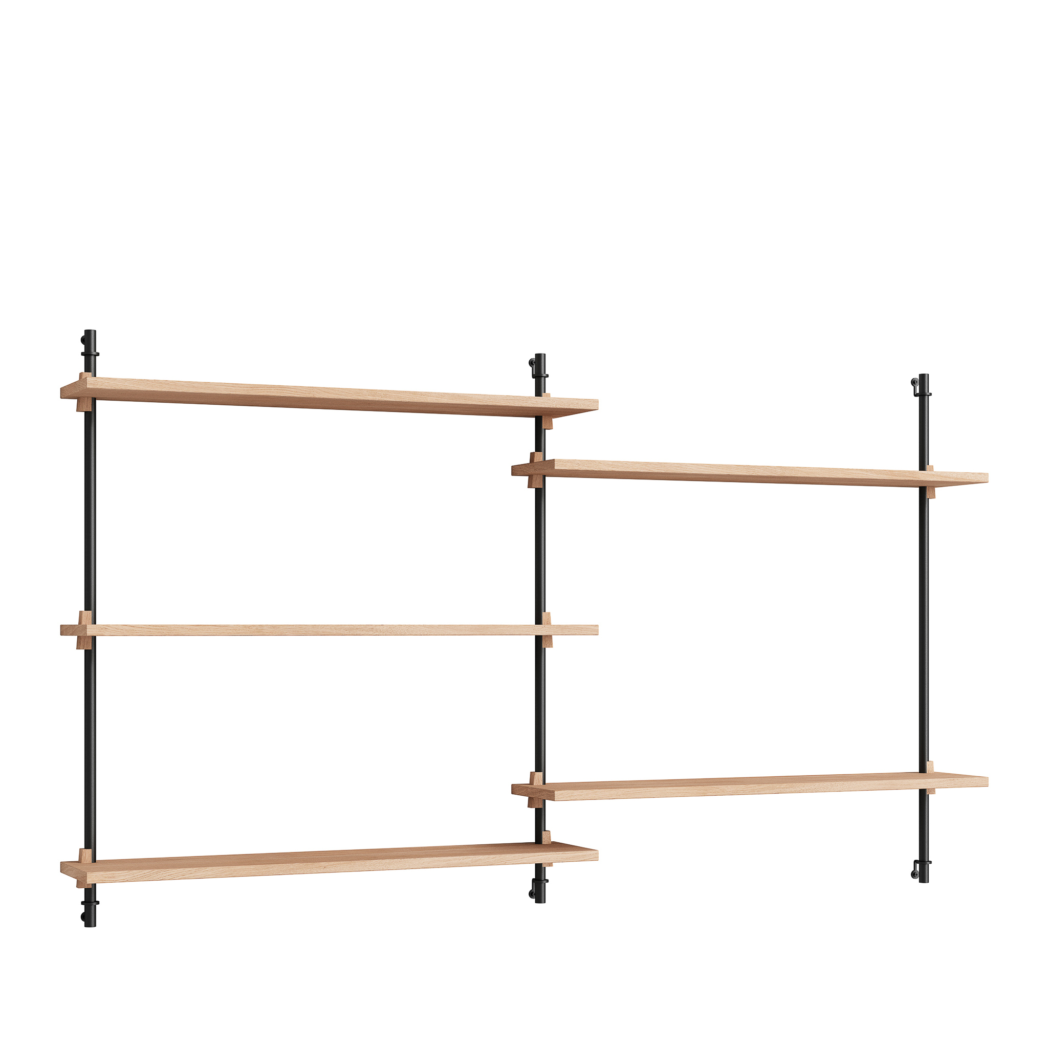 MOEBE // WANDREGAL - WS.85.2.B | 85CM x 162CM |  OAK SHELVES |  BLACK LEGS