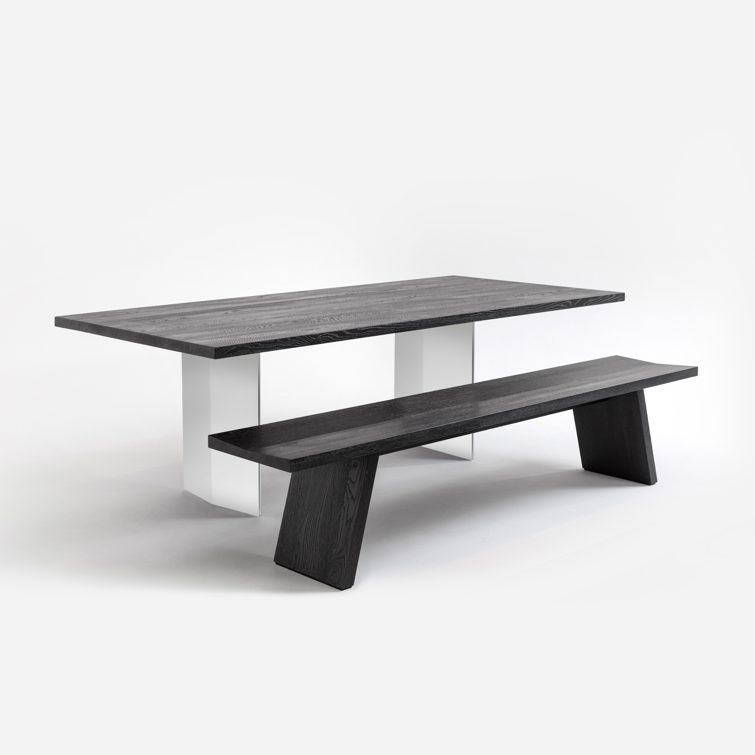 FORM EXCLUSIVE // FYNN - DINING TABLE | GERMAN OAK | BLACK CARED - DOUBLE WHITE - 220CM X 100CM X 4CM