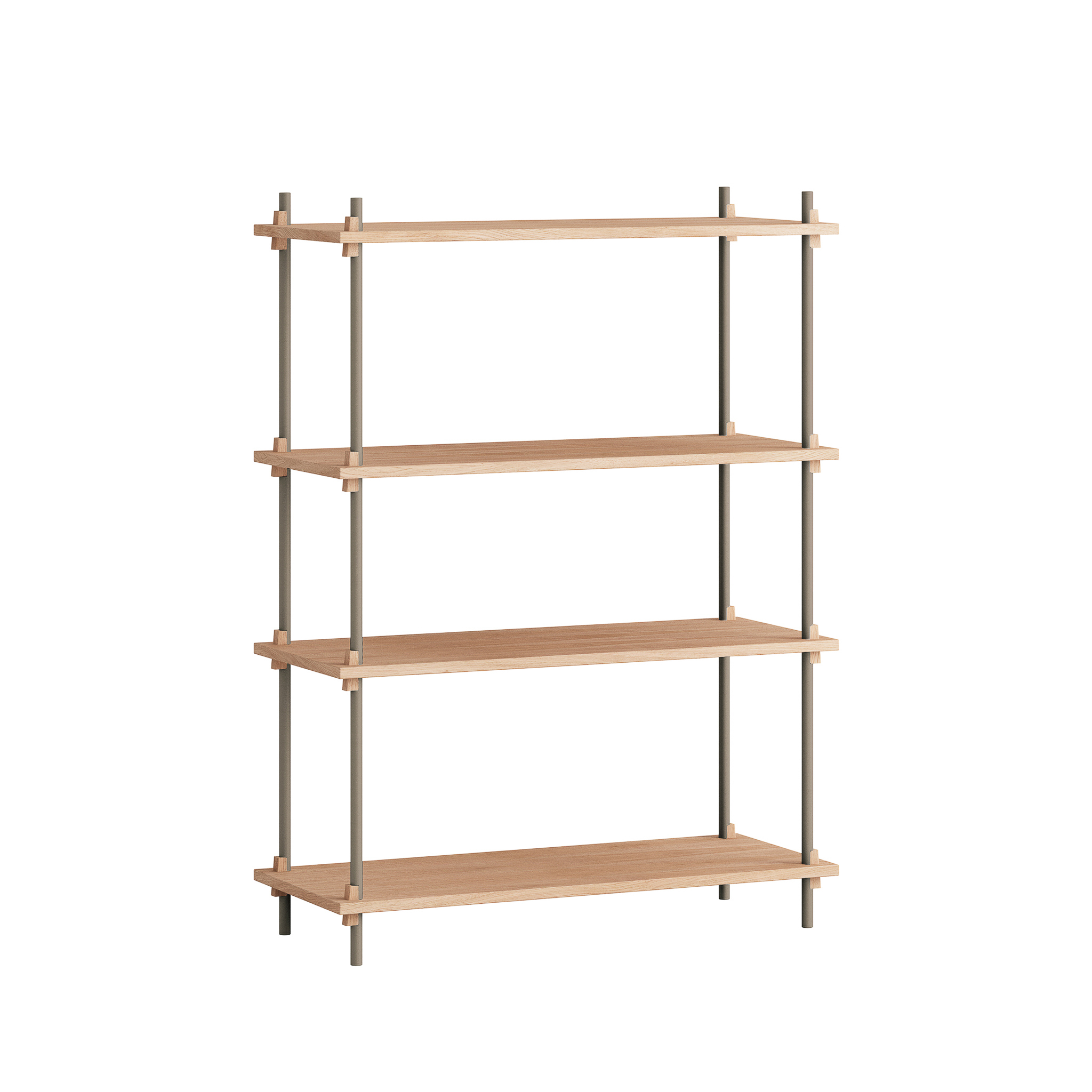 MOEBE // SHELVING SYSTEM - S.115.1.A | 115CM x 86CM |  OAK SHELVES |  WARM GREY LEGS