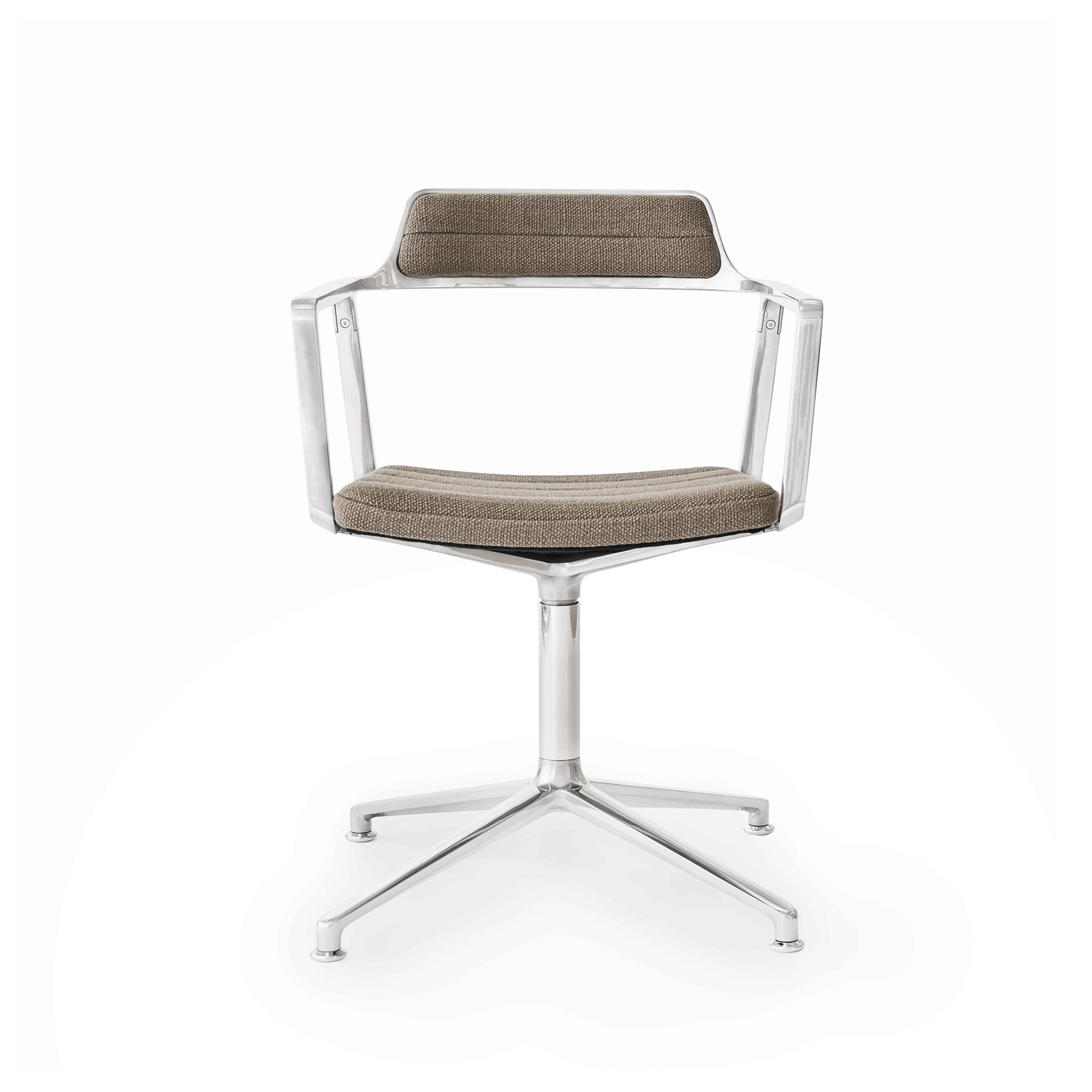 VIPP 452 // SWIVEL CHAIR - SAND TEXTILE, POLISHED FRAME, CASTORS