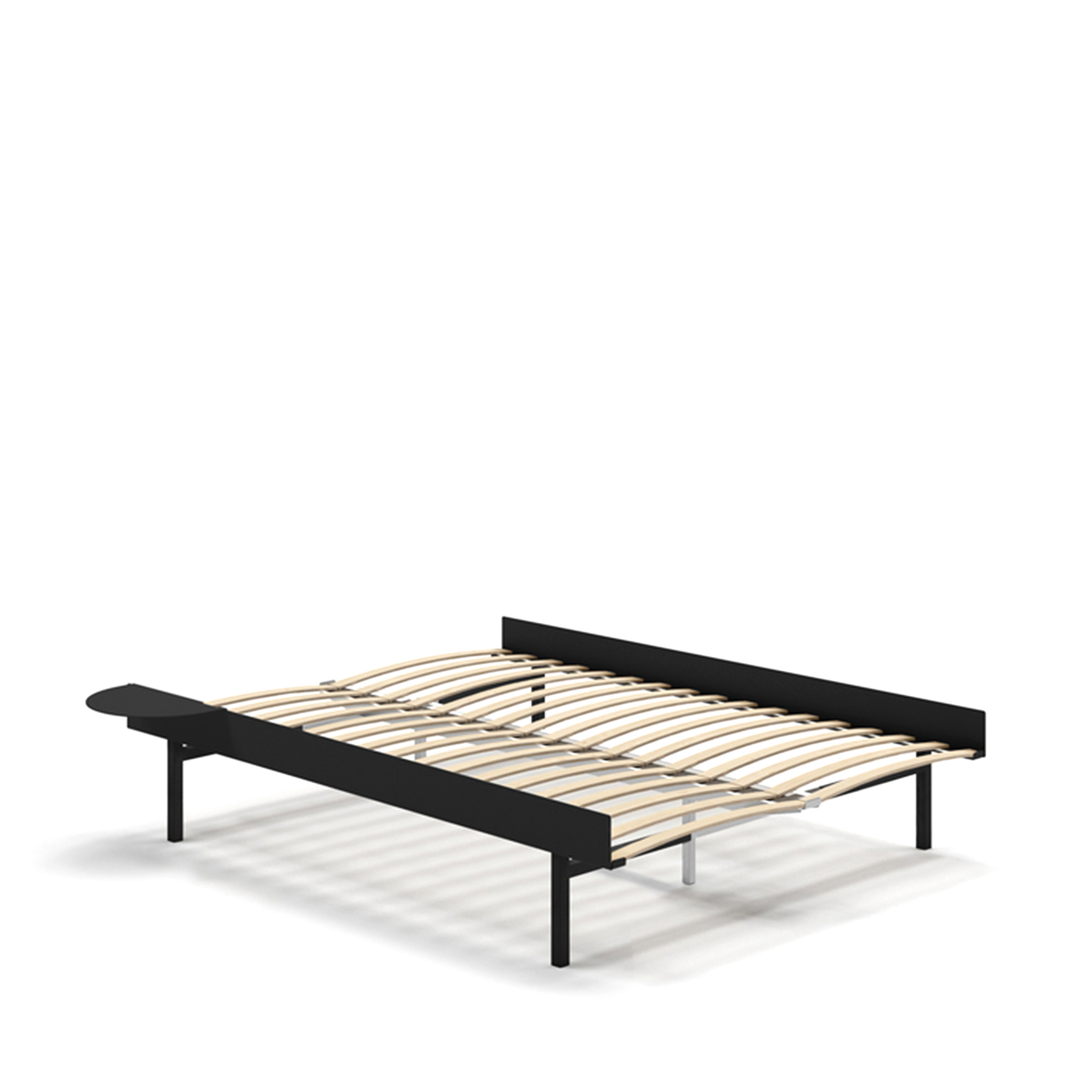 MOEBE // BED 140 CM  (TALL) - BLACK | WITH SLATS | 1x SIDE TABLE