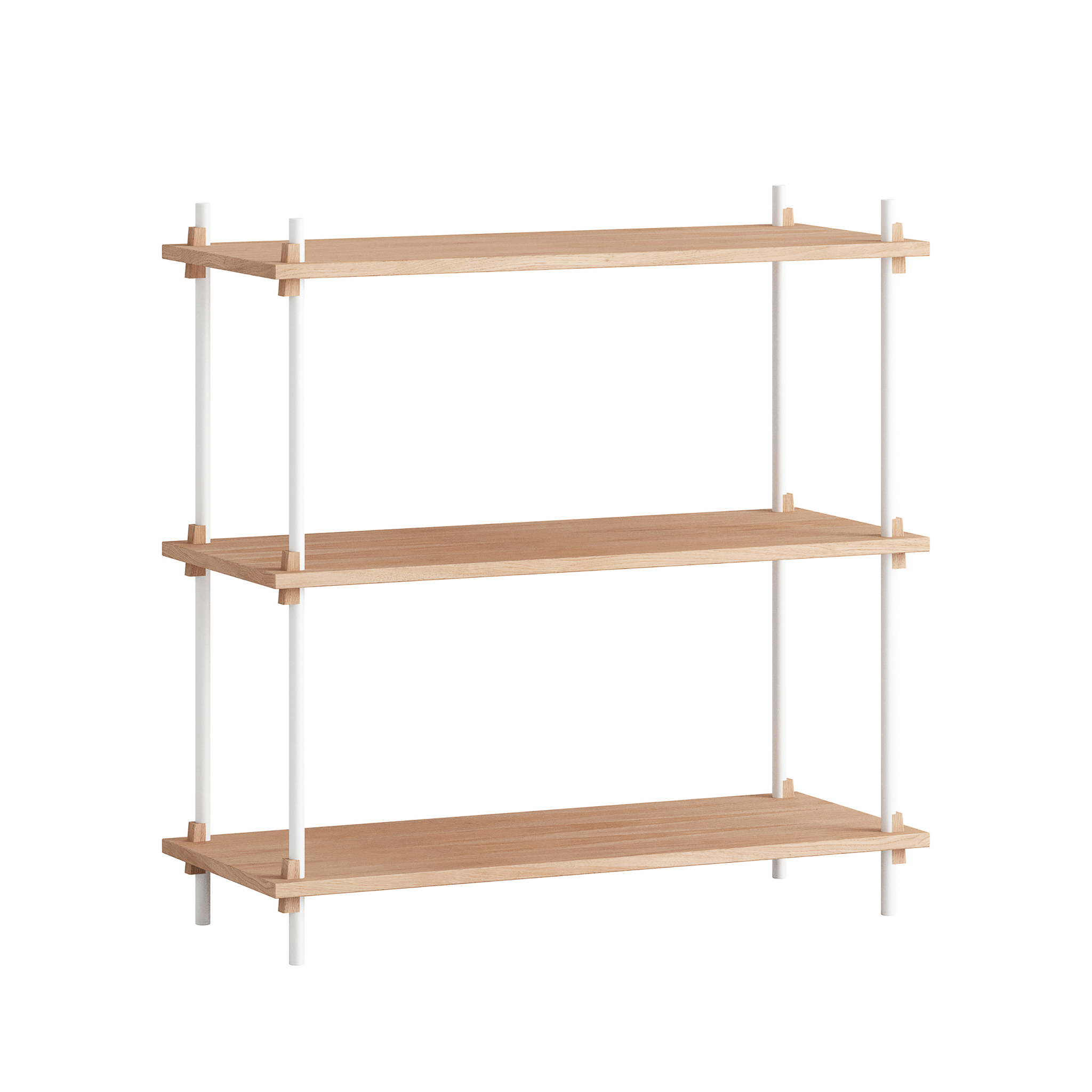 MOEBE // SHELVING SYSTEM - S.85.1.A | 85CM x 86CM |  OAK SHELVES |  WHITE LEGS