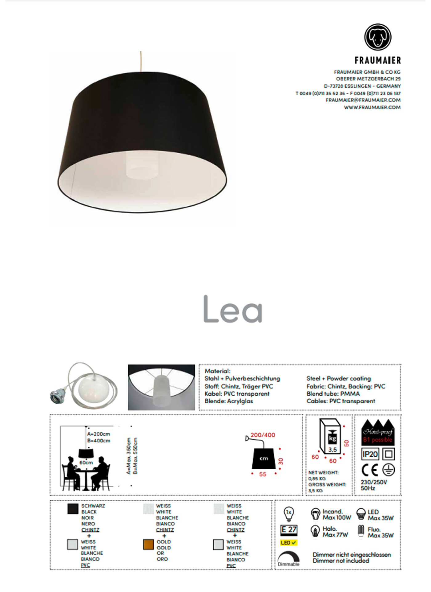 frauMaier // Lea,  - Pendant lamp, black