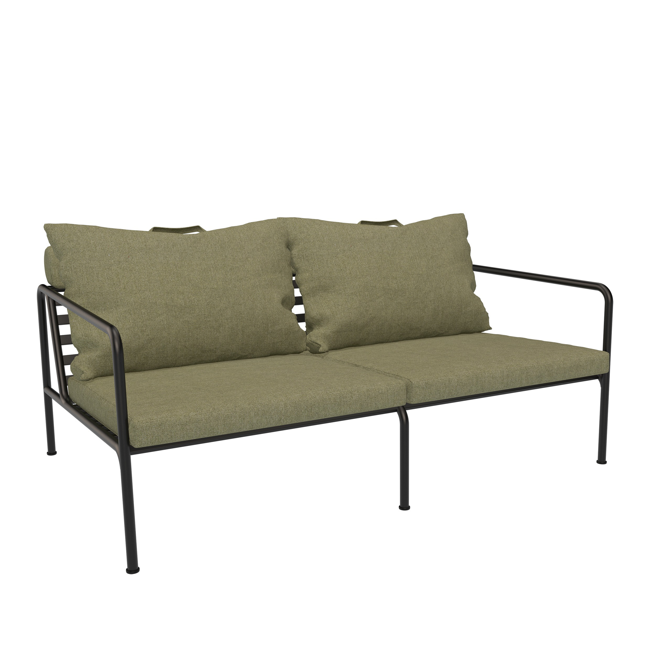 Houe // AVON 2-seater - Outdoor sofa, black frame, Leaf cushions