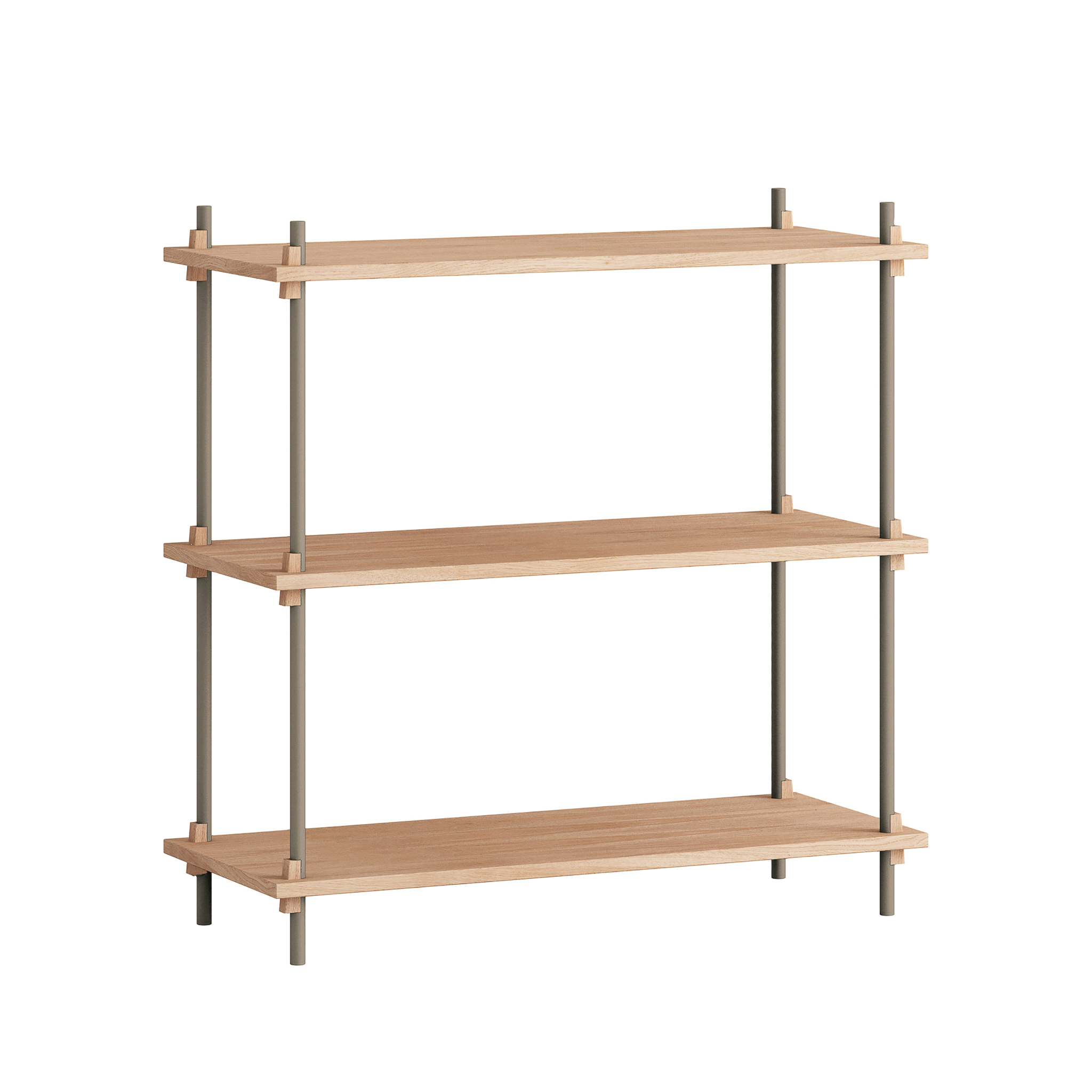 MOEBE // SHELVING SYSTEM - S.85.1.A | 85CM x 86CM |  OAK SHELVES |  WARM GREY LEGS