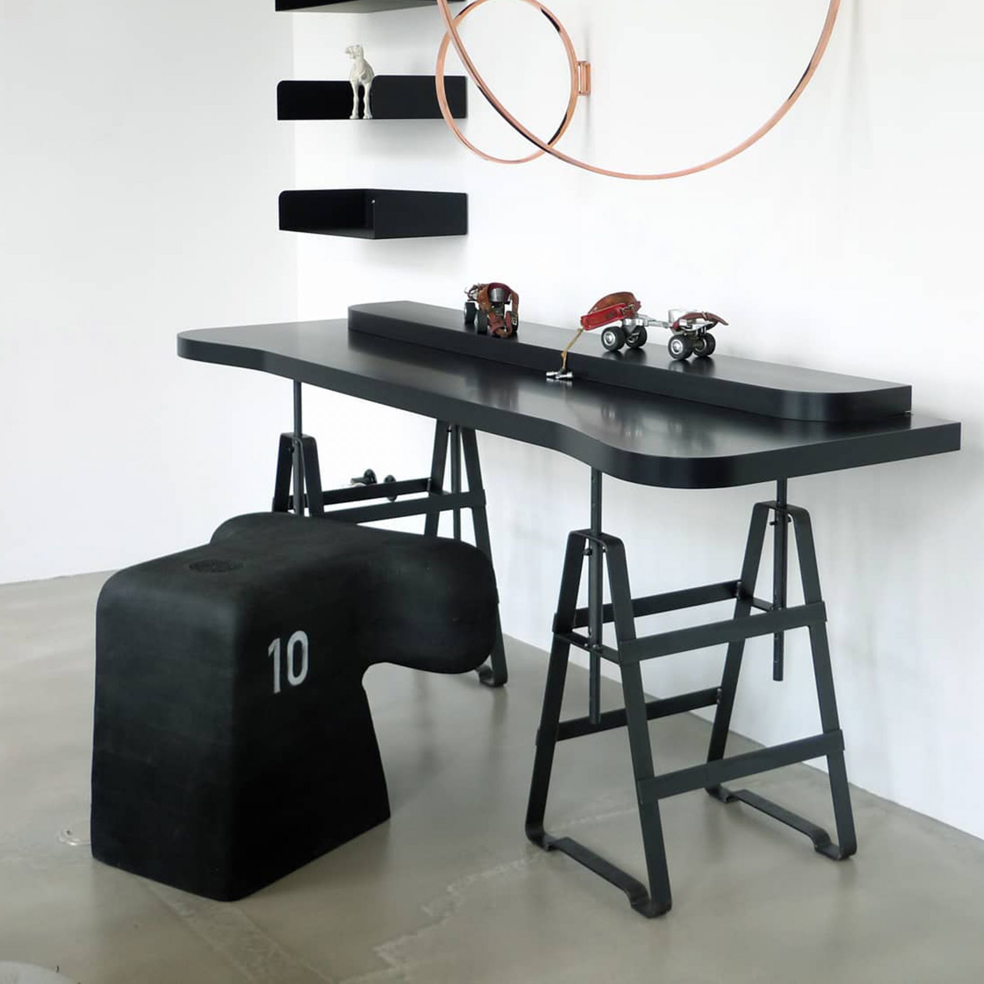 ATELIER HAUSSMANN // MONKEY - TABLE BOX | BLACK | RAW STEEL | 1 PIECE - SMALL