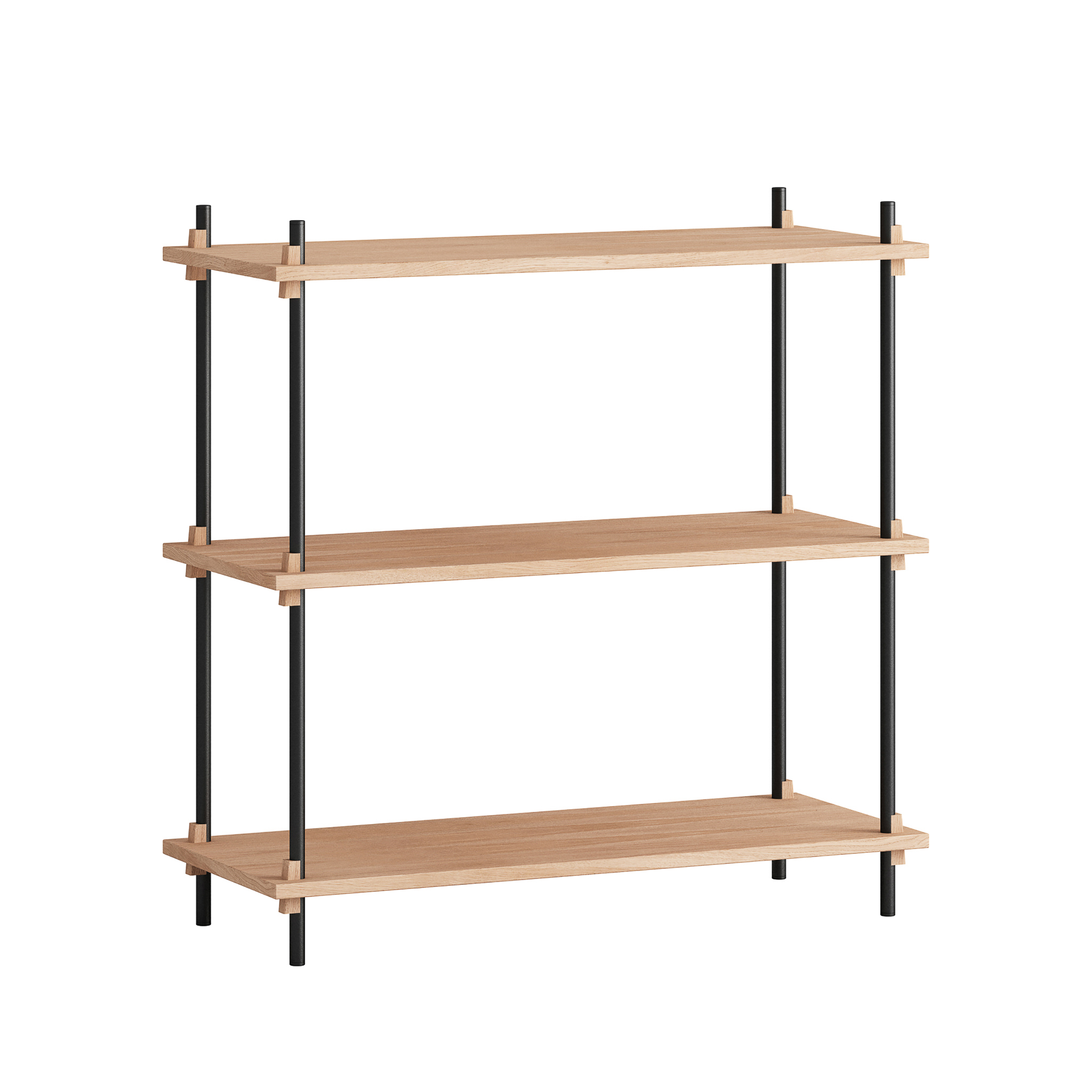 MOEBE // SHELVING SYSTEM - S.85.1.A | 85CM x 86CM |  OAK SHELVES |  BLACK LEGS