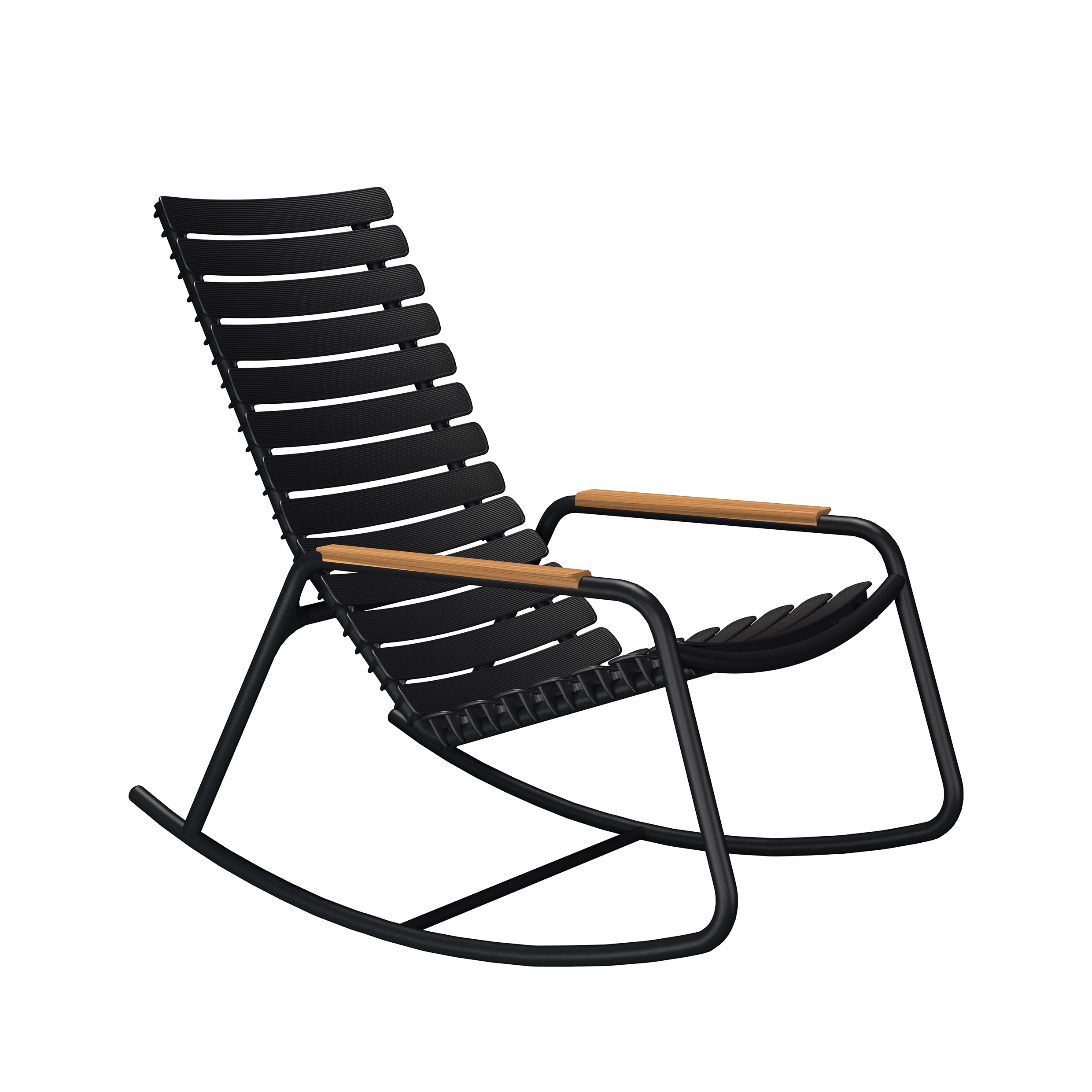 Houe // ReCLIPS Rocking Chair - Aarmrest bamboo, color black