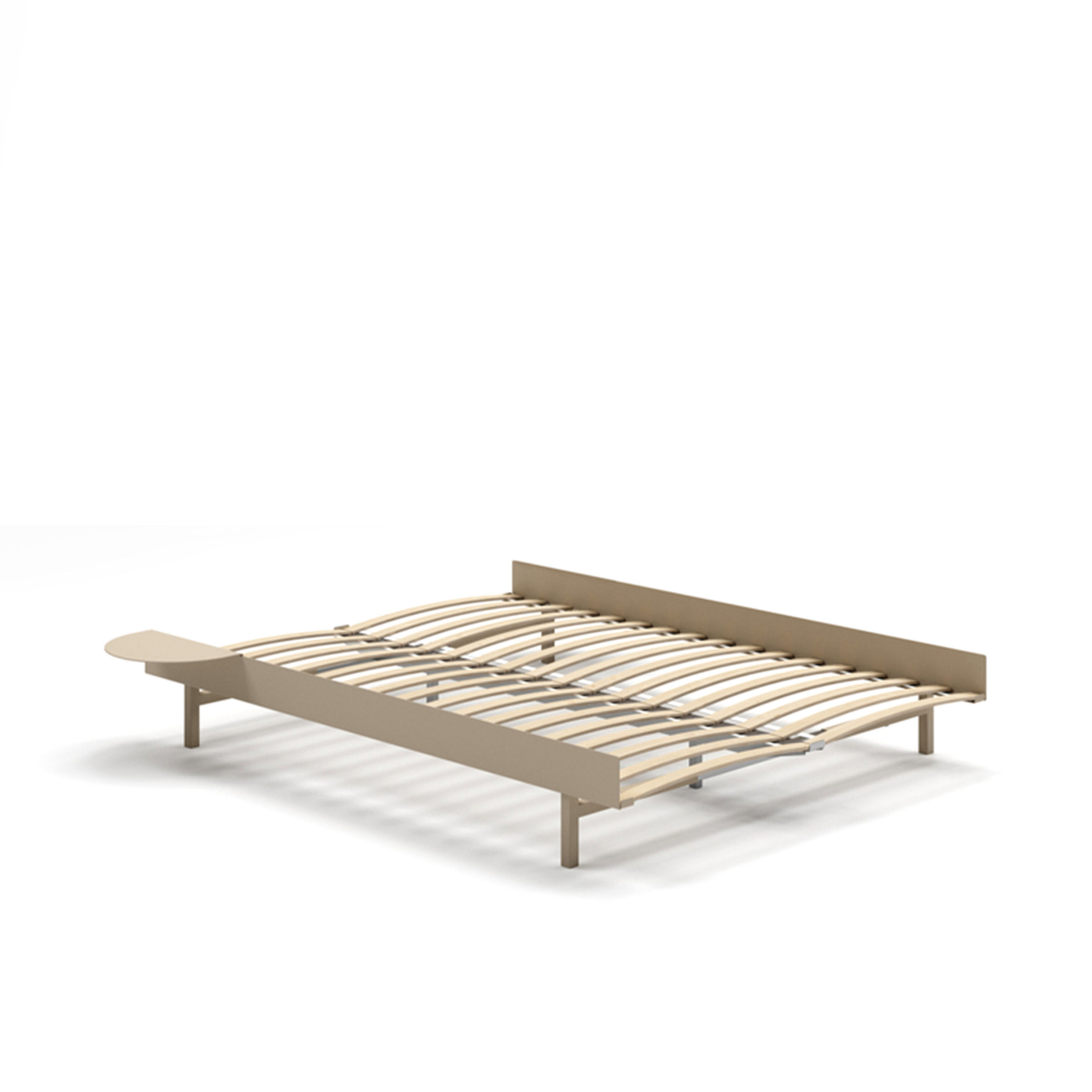 MOEBE // BED 140 CM (low) - SAND | WITH SLATS | 1x SIDE TABLE