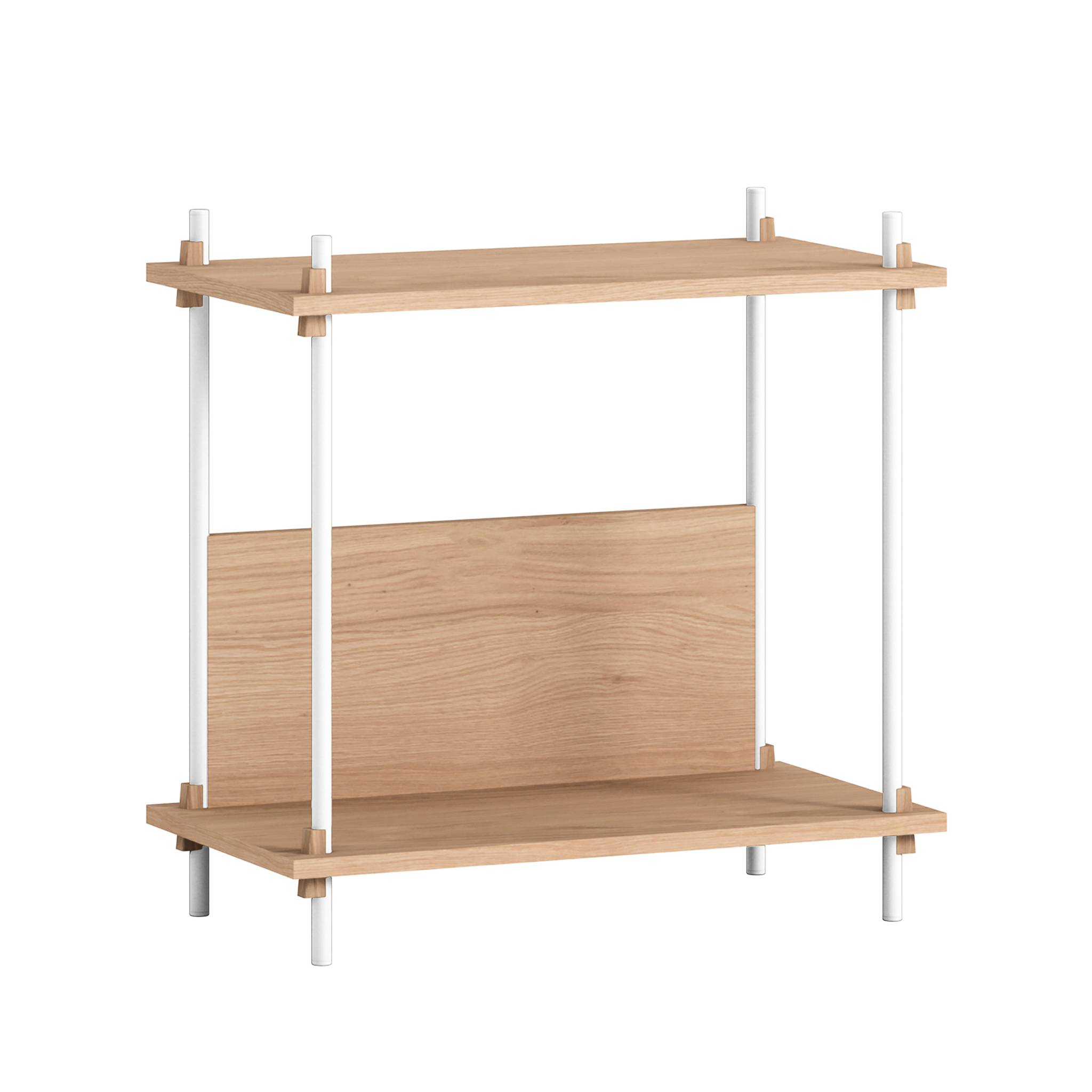 MOEBE // SHELVING SYSTEM - S.65.1.C | 65CM x 65CM |  OAK SHELVES |  WHITE LEGS