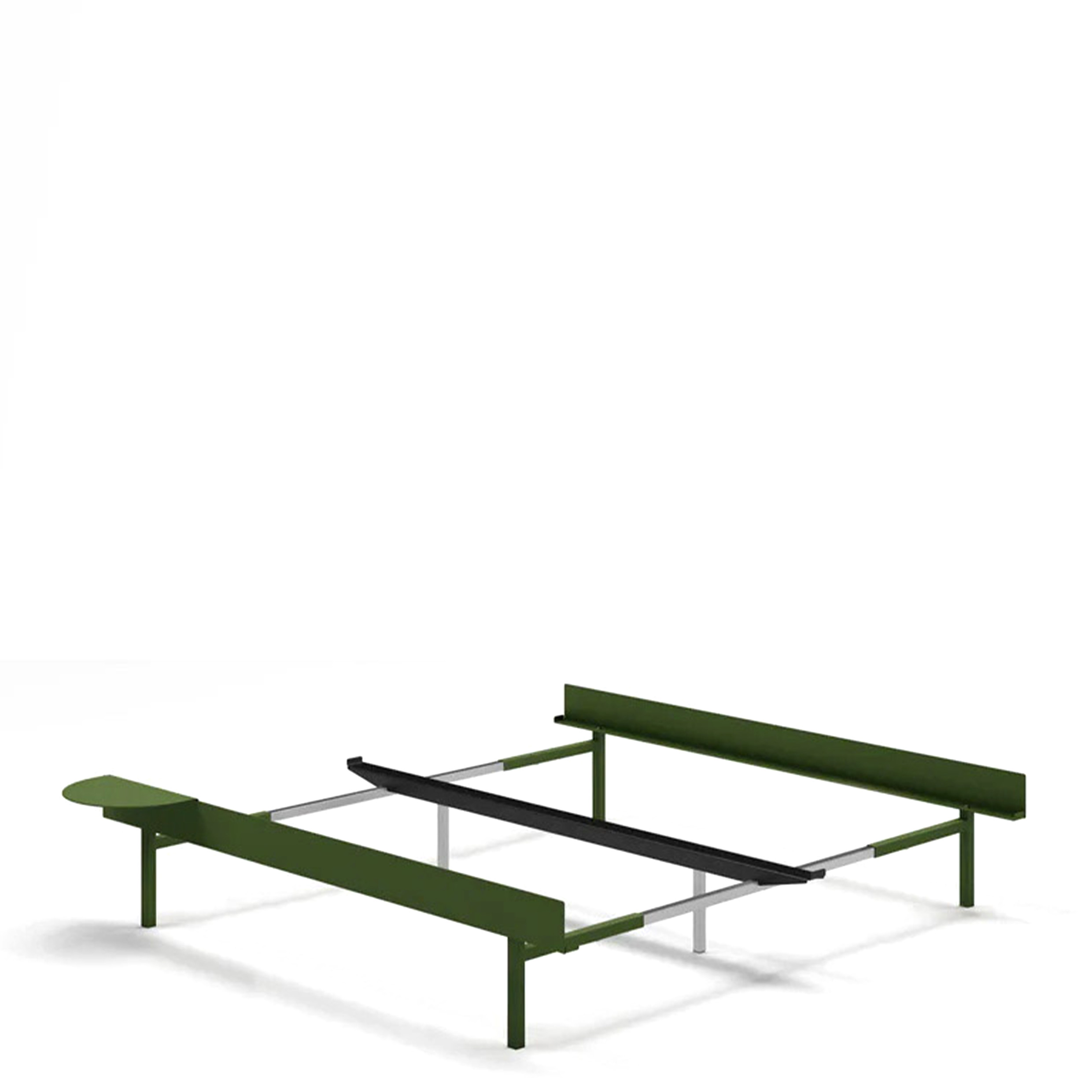 MOEBE // BED 90-180 CM (TALL) - PINE GREEN | NO SLATS | 1x SIDE TABLE