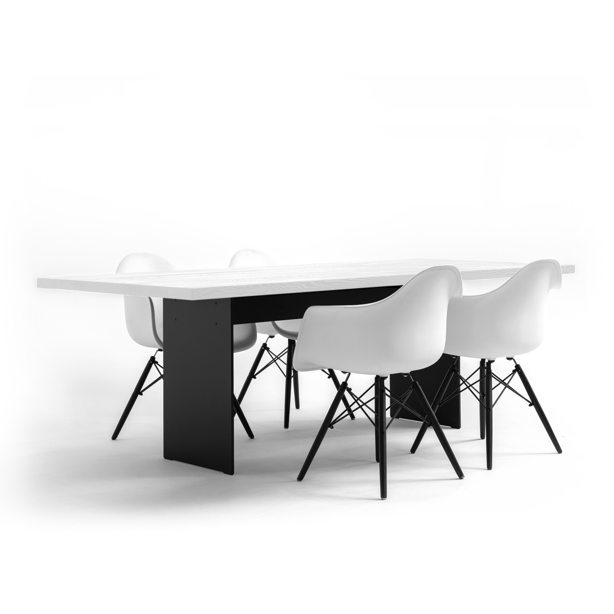 FORM EXCLUSIVE // FYNN - DINING TABLE | GERMAN OAK | WHITE OILED - SLEEK BLACK - 180CM X 90CM X 4CM