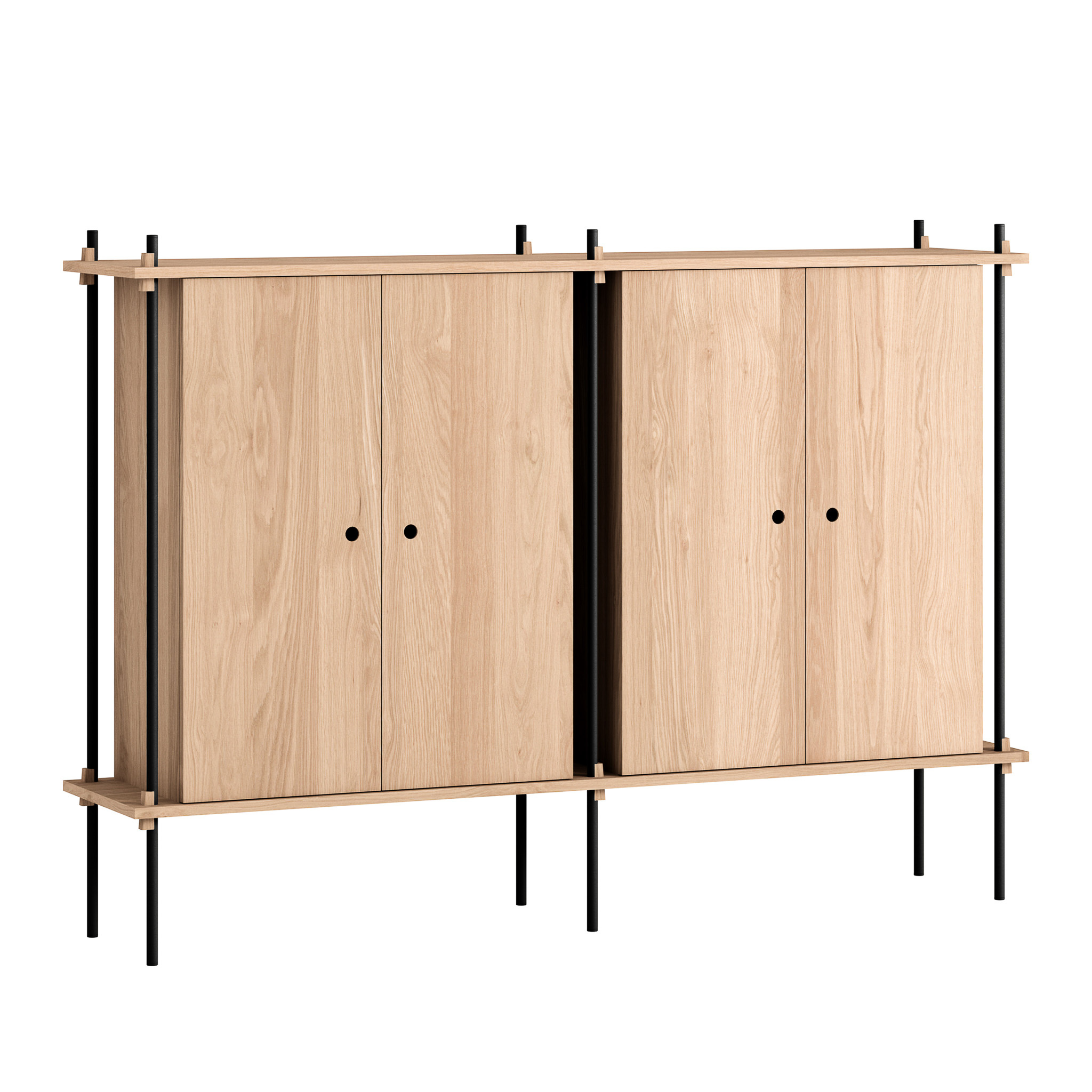 MOEBE // SHELVING SYSTEM - S.115.2.E | 115CM x 163CM |  OAK SHELVES |  BLACK LEGS