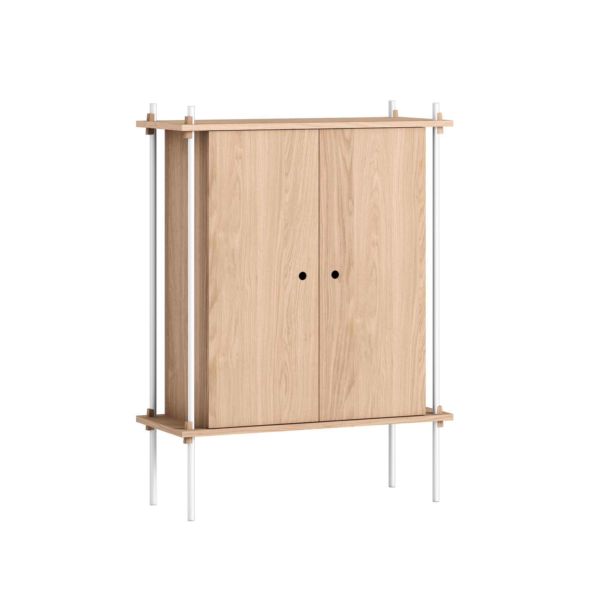 MOEBE // SHELVING SYSTEM - S.115.1.C | 115CM x 85CM |  OAK SHELVES |  WHITE LEGS