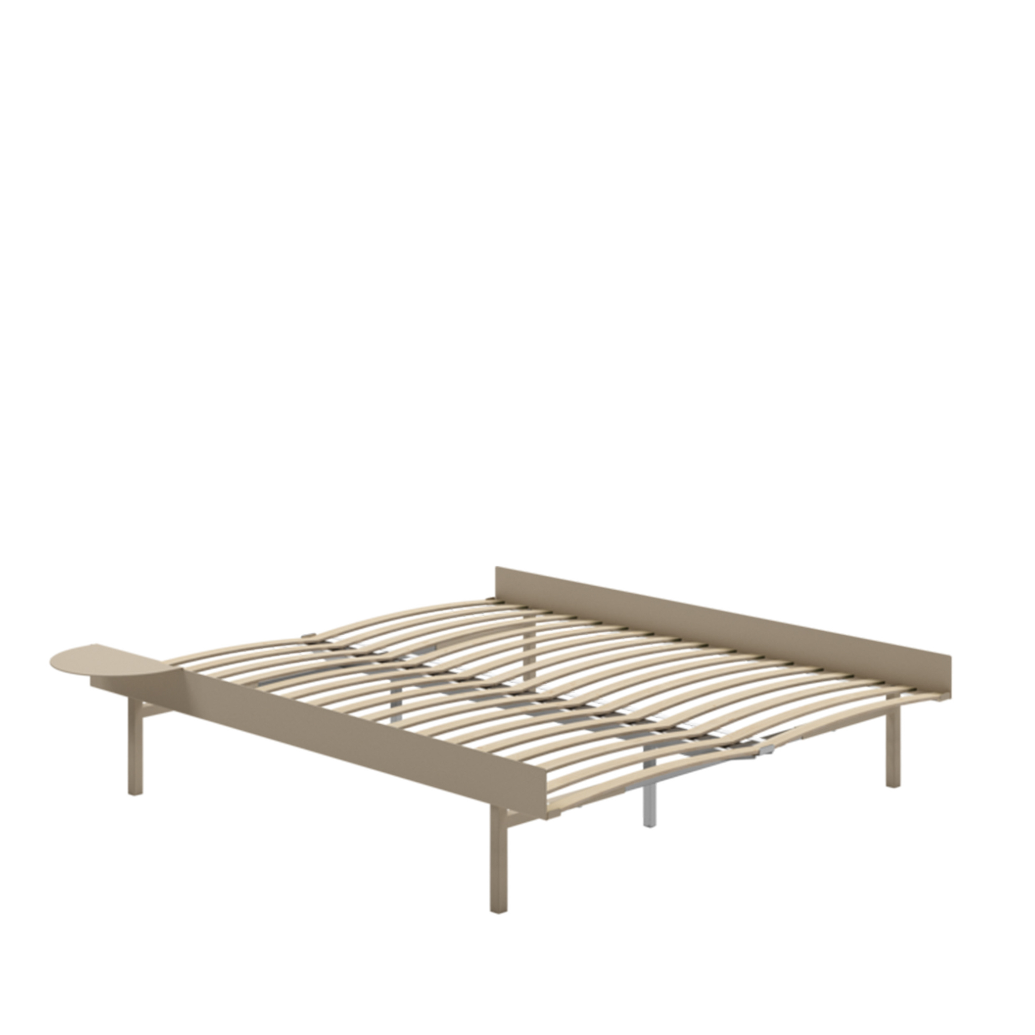 MOEBE // BED 160 CM  (TALL) - SAND | WITH SLATS | 1x SIDE TABLE