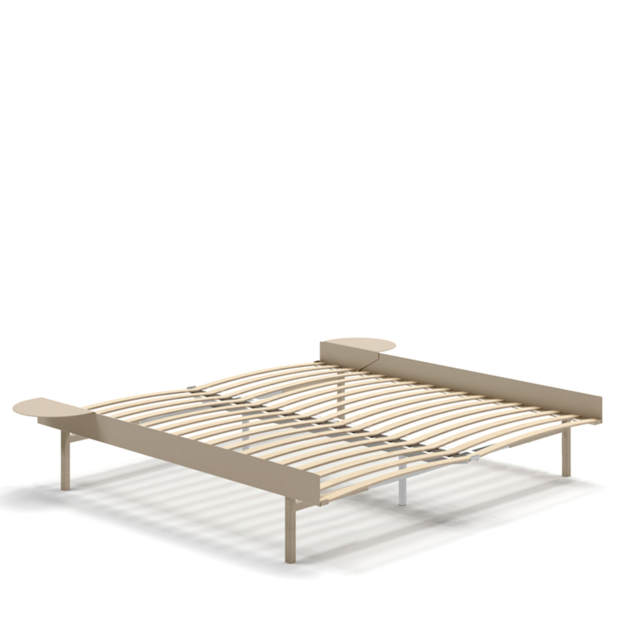 MOEBE // BED 180 CM  (TALL) - SAND | WITH SLATS | 2x SIDE TABLE