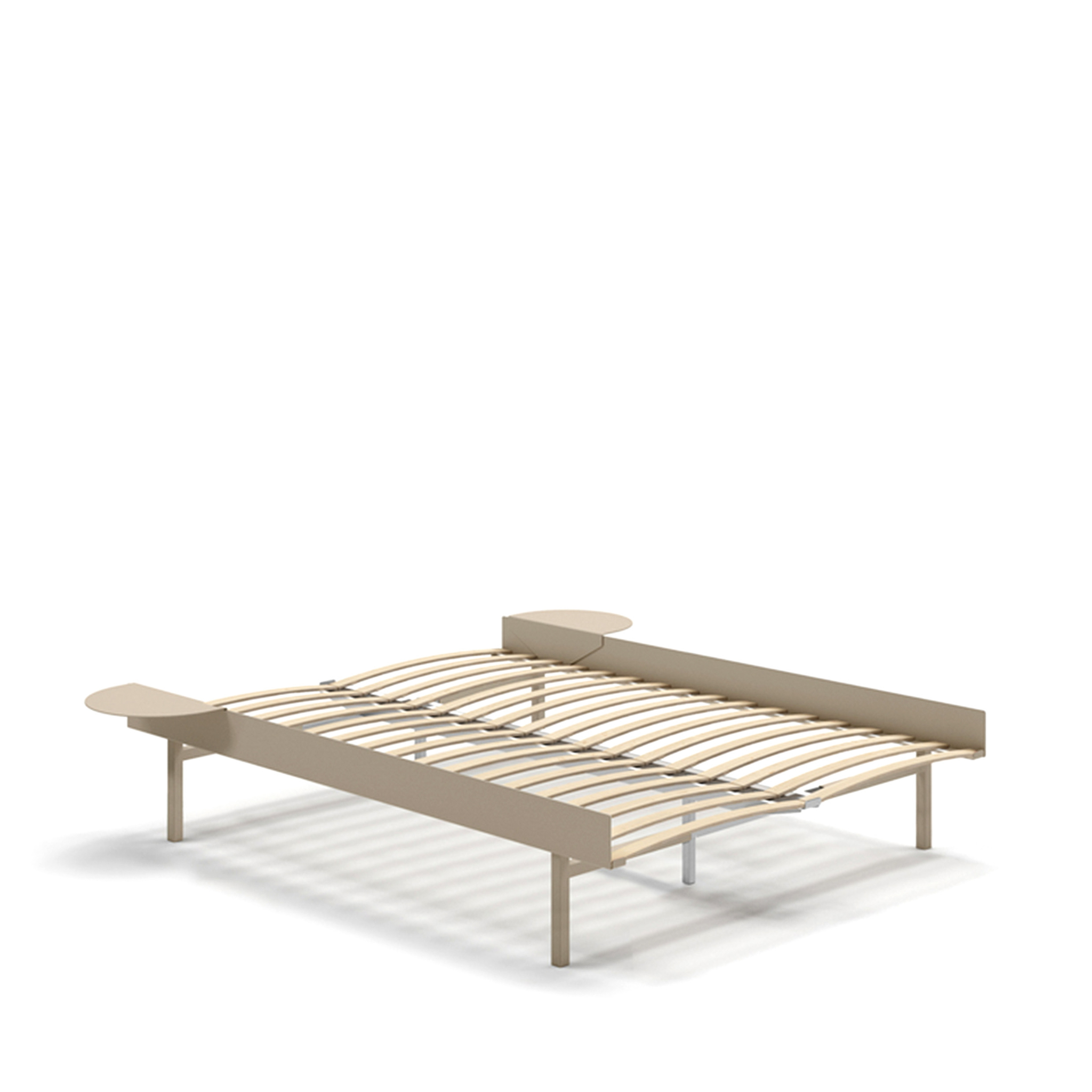 MOEBE // BED 140 CM  (TALL) - SAND | WITH SLATS | 2x SIDE TABLE