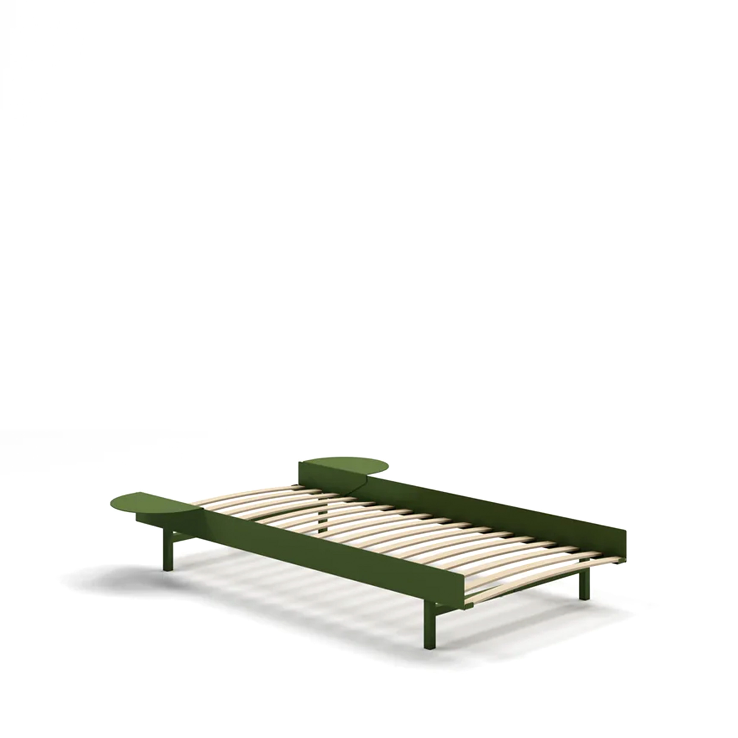 MOEBE // BETT 90 CM (LOW) - PINE GREEN | LATTENROST | 2x ABLAGEN