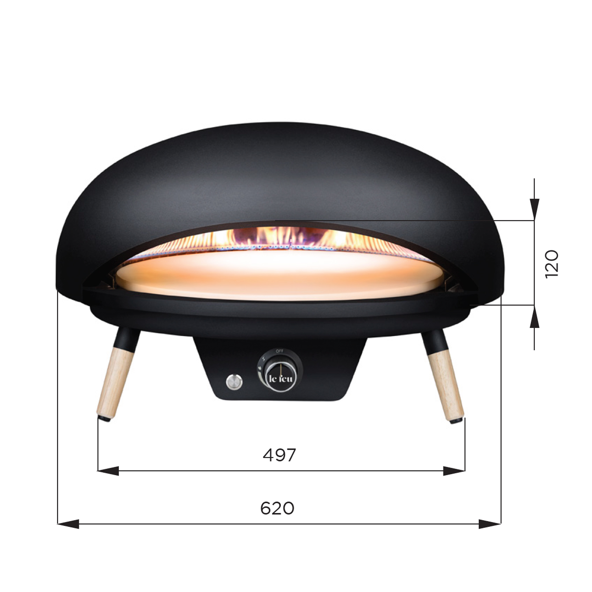 LE FEU Turtle Motion 18" 3.1 - Pizzaofen  Schwarz  18 Zoll  rotierbarer Pizzastein