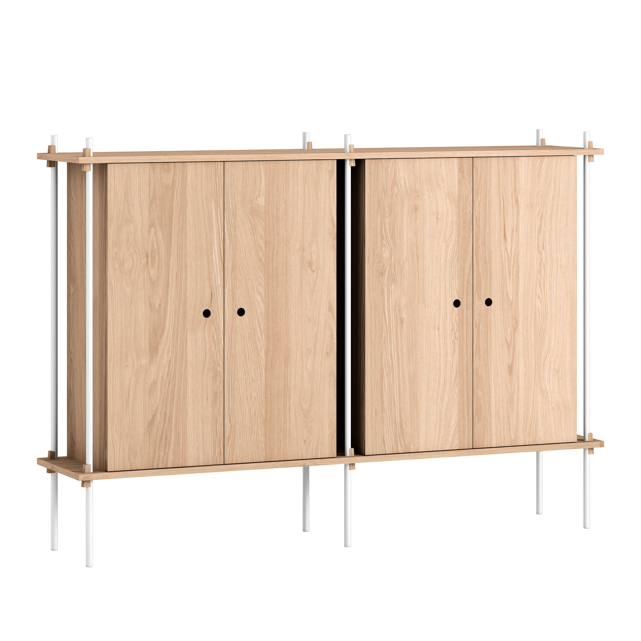 MOEBE // SHELVING SYSTEM - S.115.2.E | 115CM x 163CM |  OAK SHELVES |  WHITE LEGS