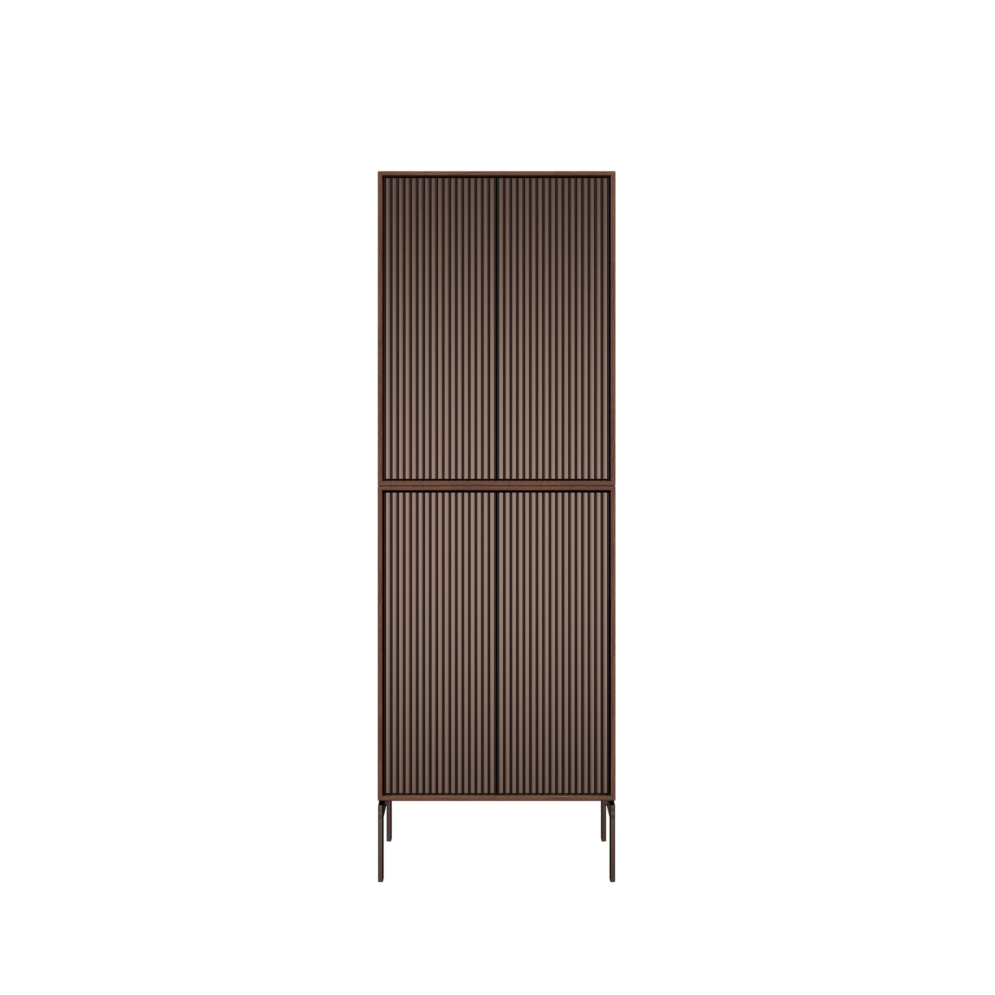 VIPP 675 // Schrank H4 - Korpus Eiche dunkel, Türen Aluminium dunkel eloxiert, Marmor Pietra Grau