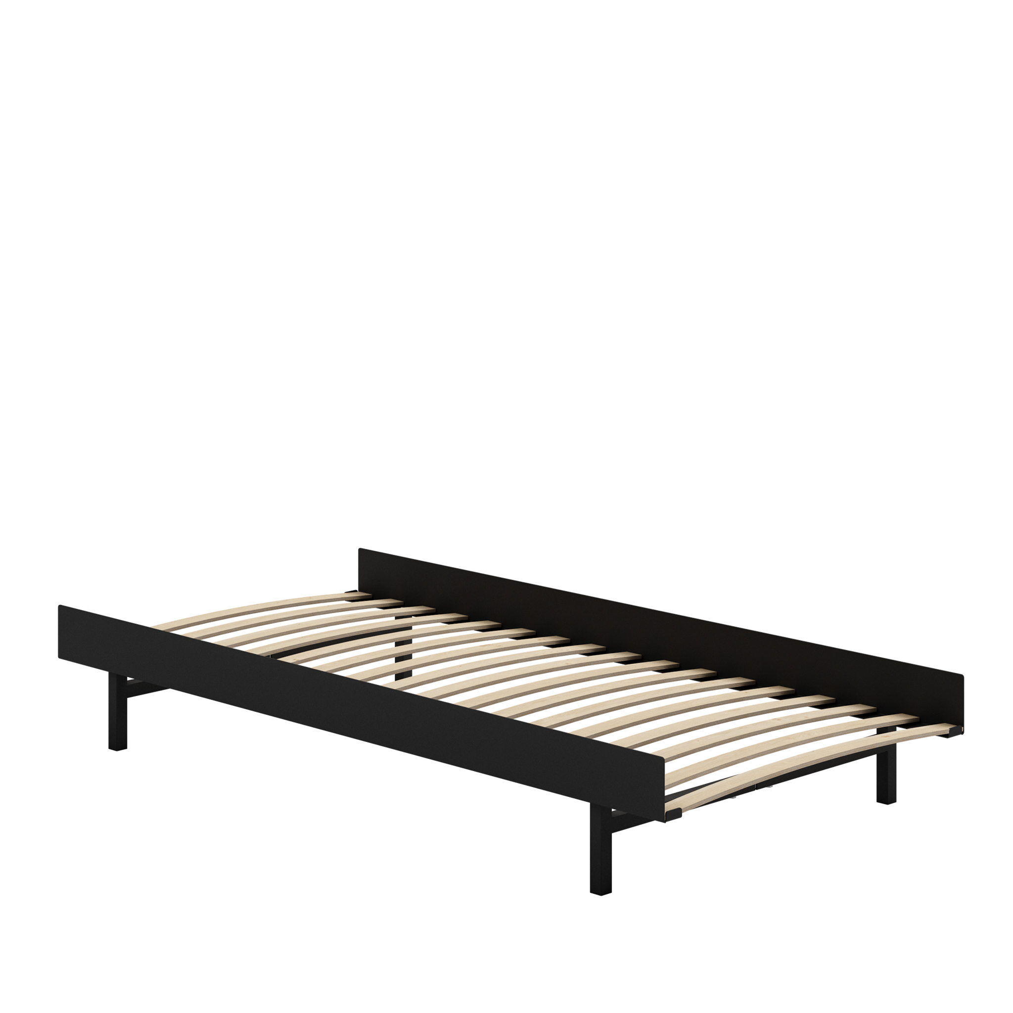 MOEBE // BED 90 CM (low) - BLACK | WITH SLATS | NO SIDE TABLE