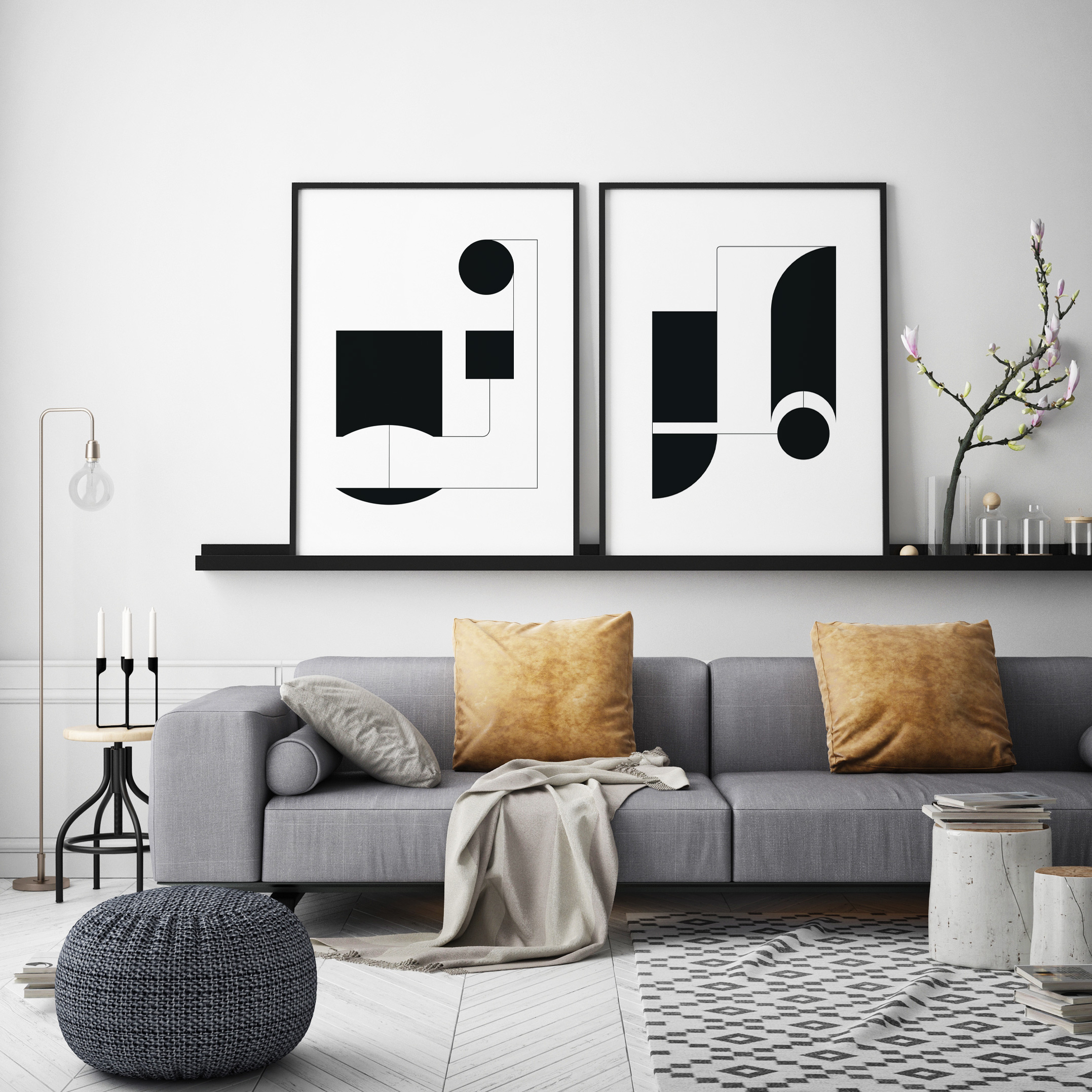 TERESA VAN // STRUCTURED SHAPES M09 - HAND PAINTED PICTURES | BLACK + WHITE