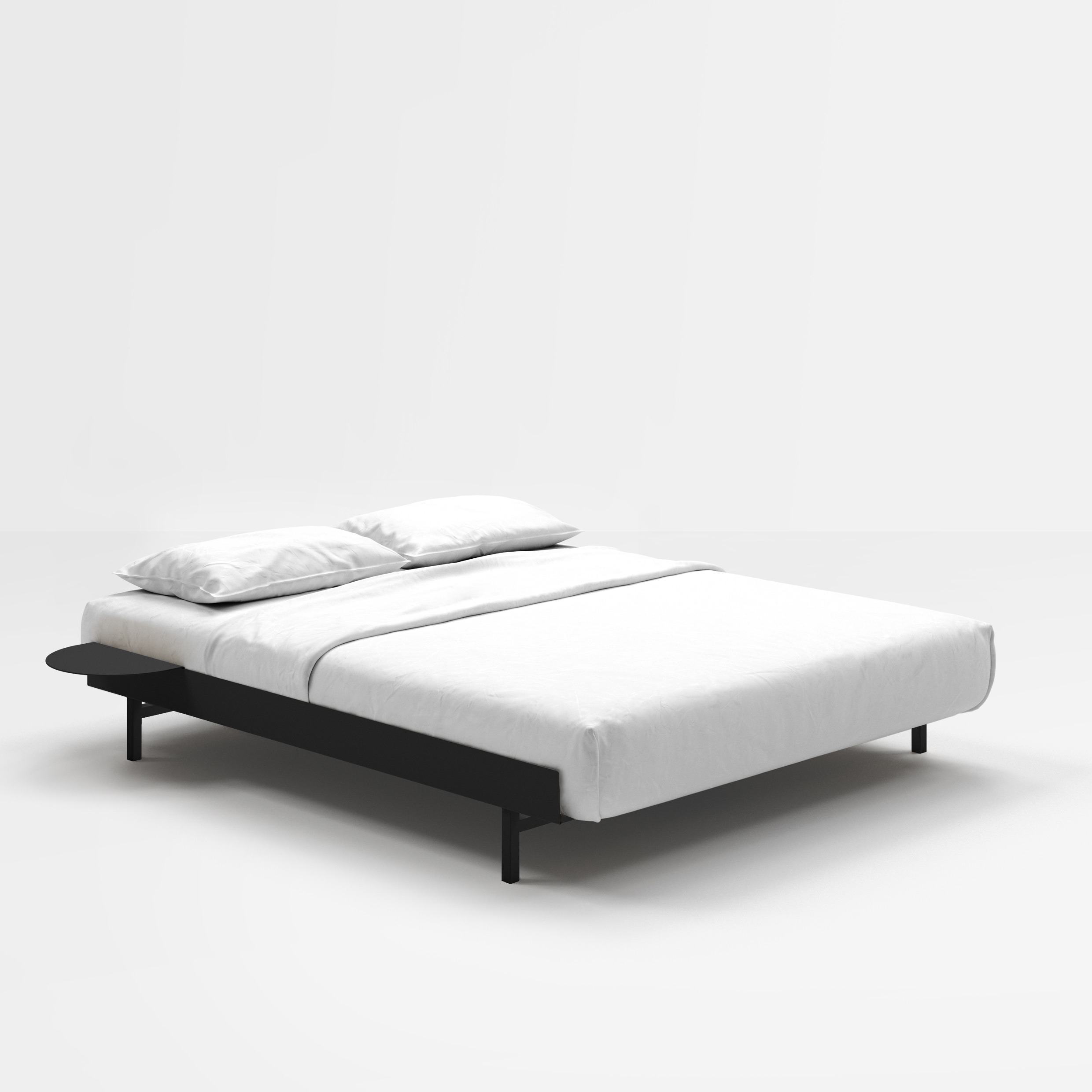 MOEBE // BED - 180 CM | INKL. SLATS + SIDE TABLE | STEEL | BLACK