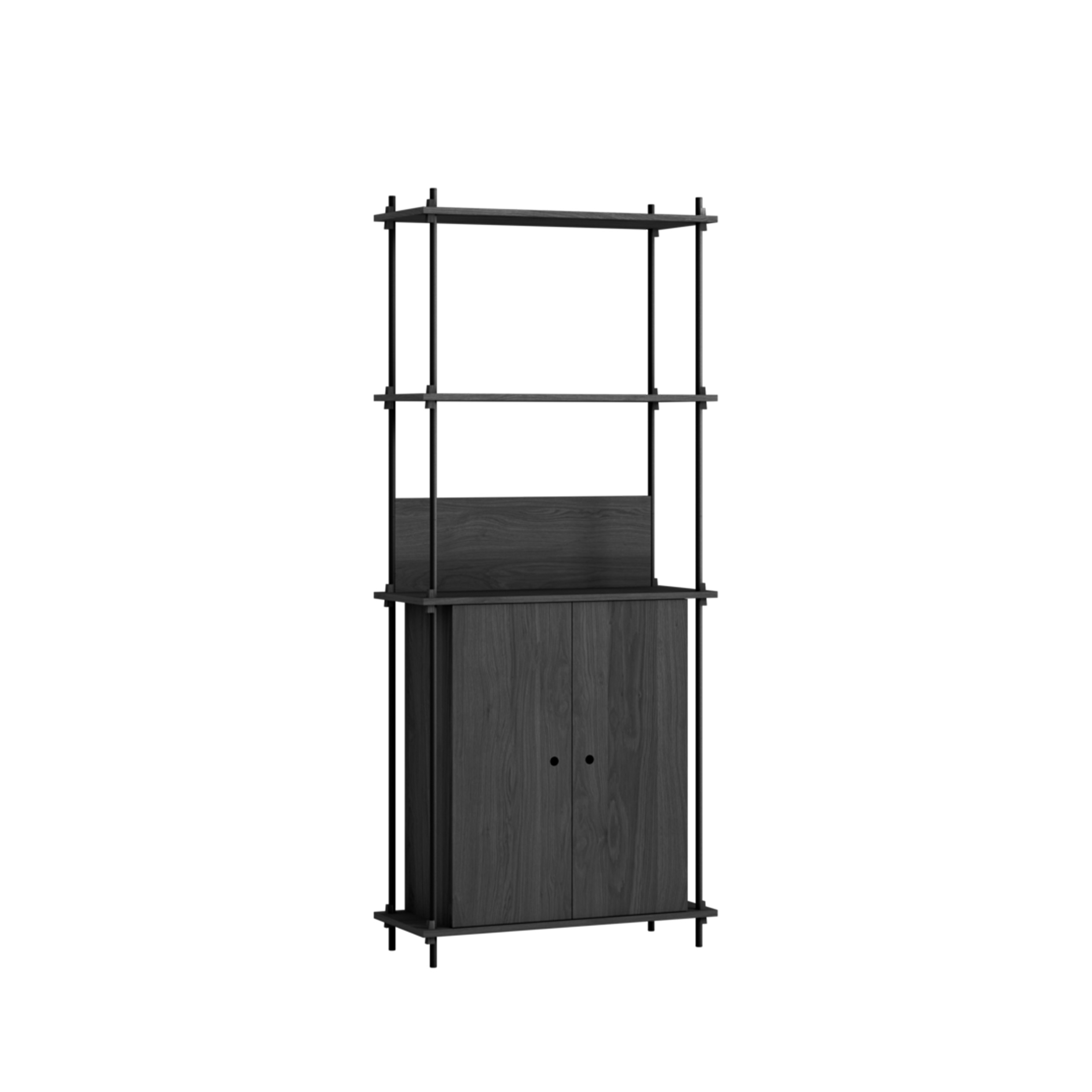 MOEBE // SHELVING SYSTEM - S.200.1.H | 200CM x 85CM |  BLACK SHELVES |  BLACK LEGS