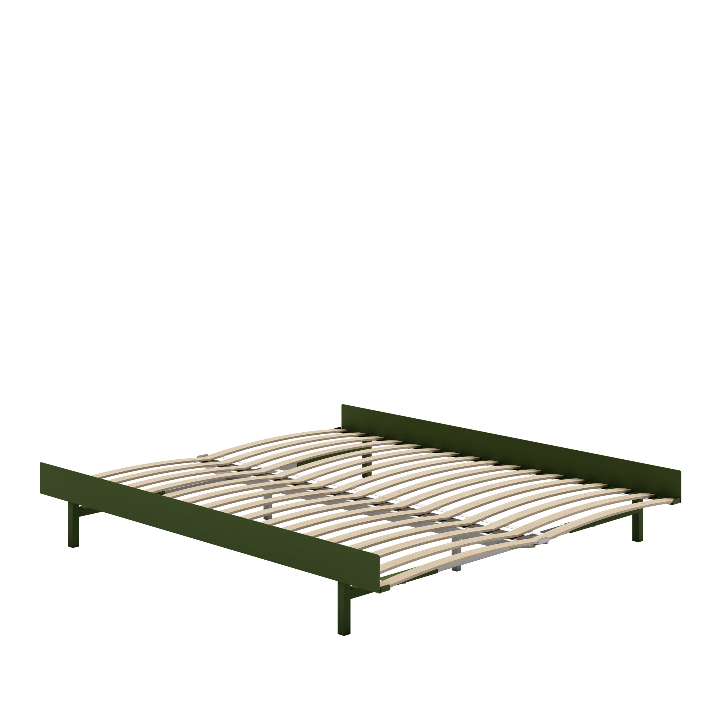 MOEBE // BETT 160 CM (LOW) - PINE GREEN | LATTENROST | KEINE ABLAGE