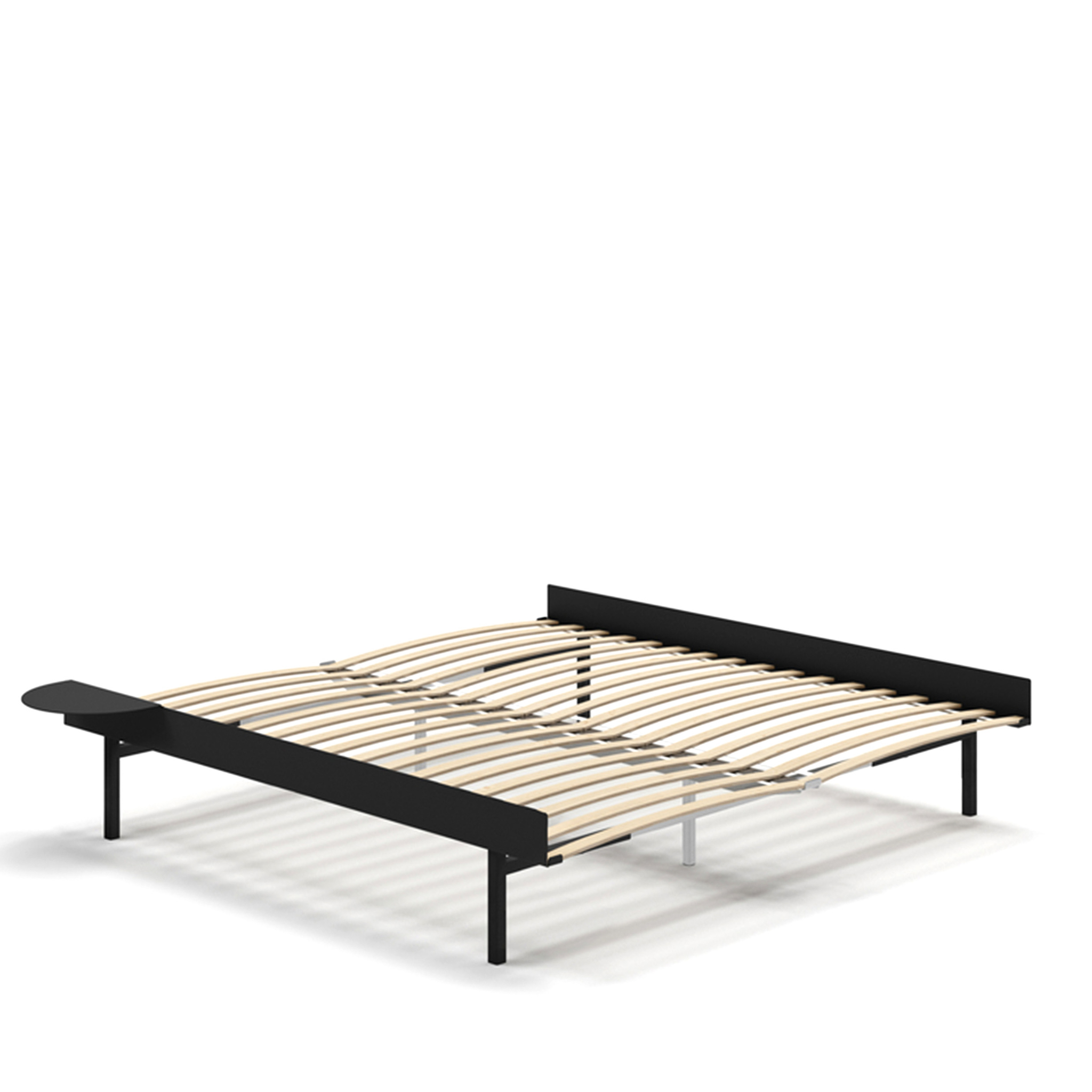 MOEBE // BED 180 CM  (TALL) - BLACK | WITH SLATS | 1x SIDE TABLE