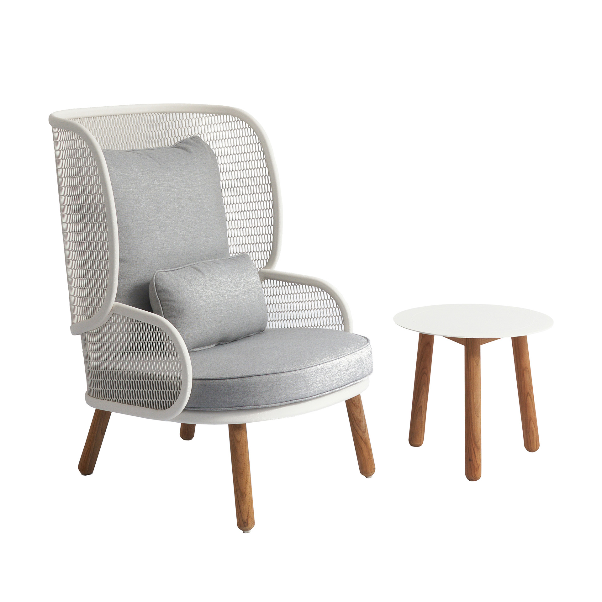 MINDO // MINDO 118 HIGH BACK LOUNGE CHAIR - OFF WHITE | GREY CHINE