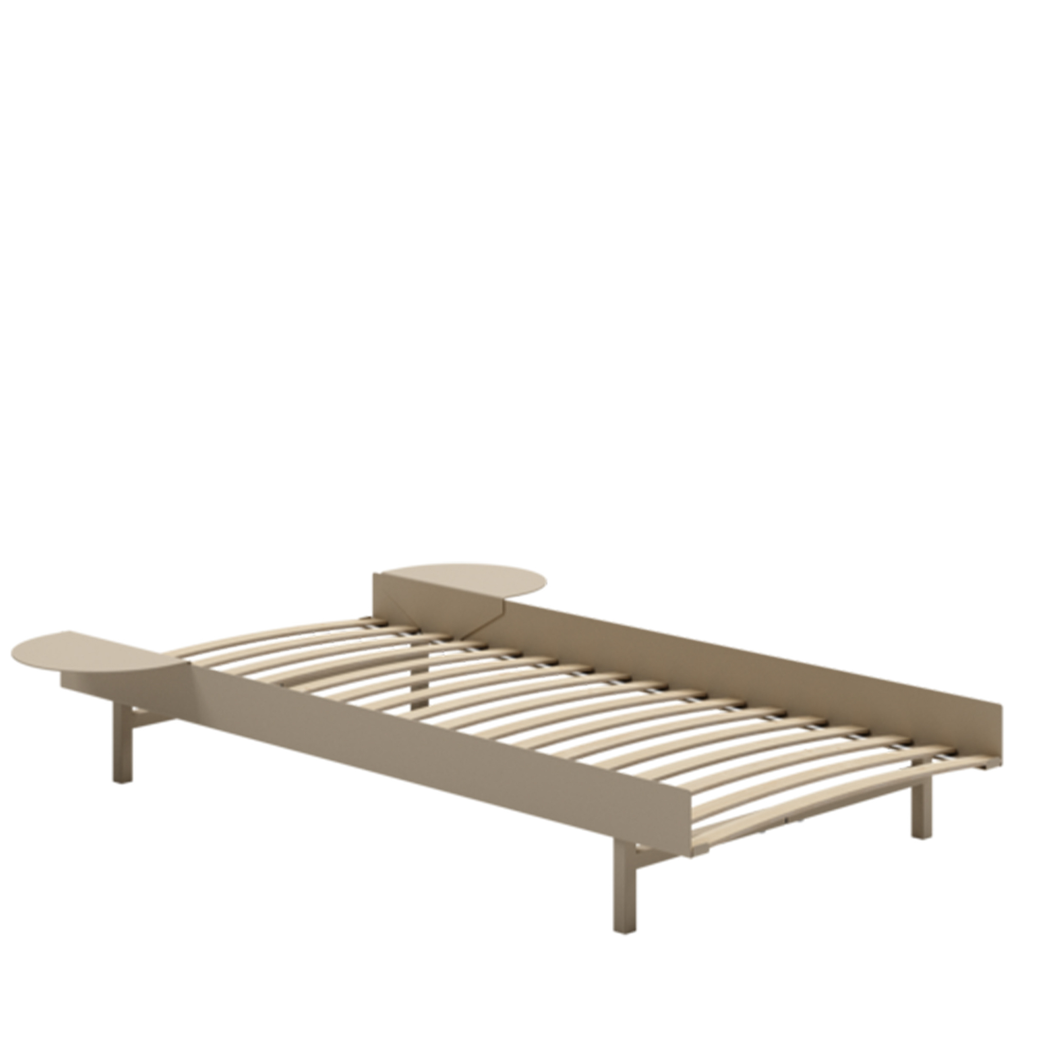 MOEBE // BETT 90 CM (low) - SAND | LATTENROST | 2x ABLAGE