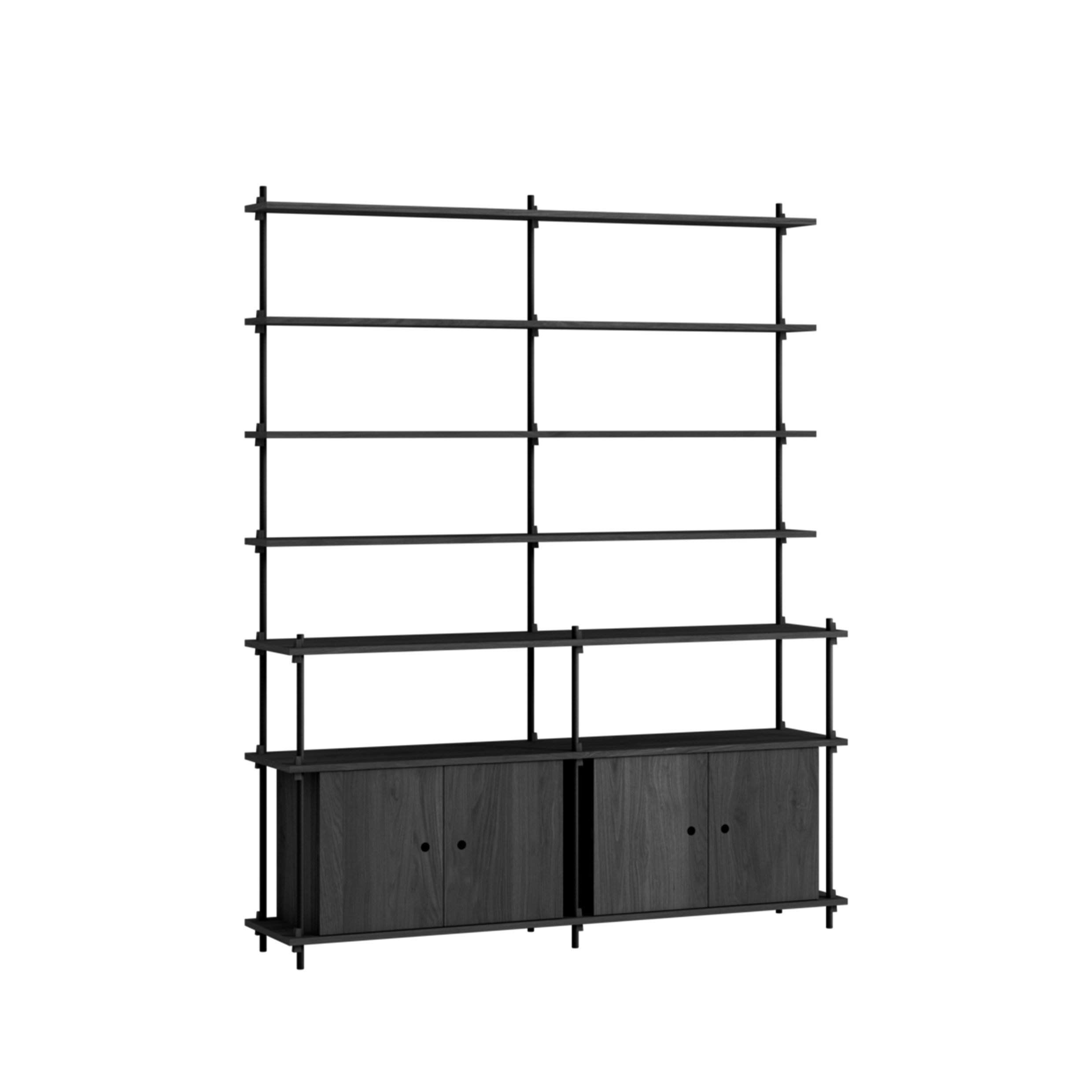 MOEBE // SHELVING SYSTEM - S.200.2.H | 200CM x 163CM |  BLACK SHELVES |  BLACK LEGS