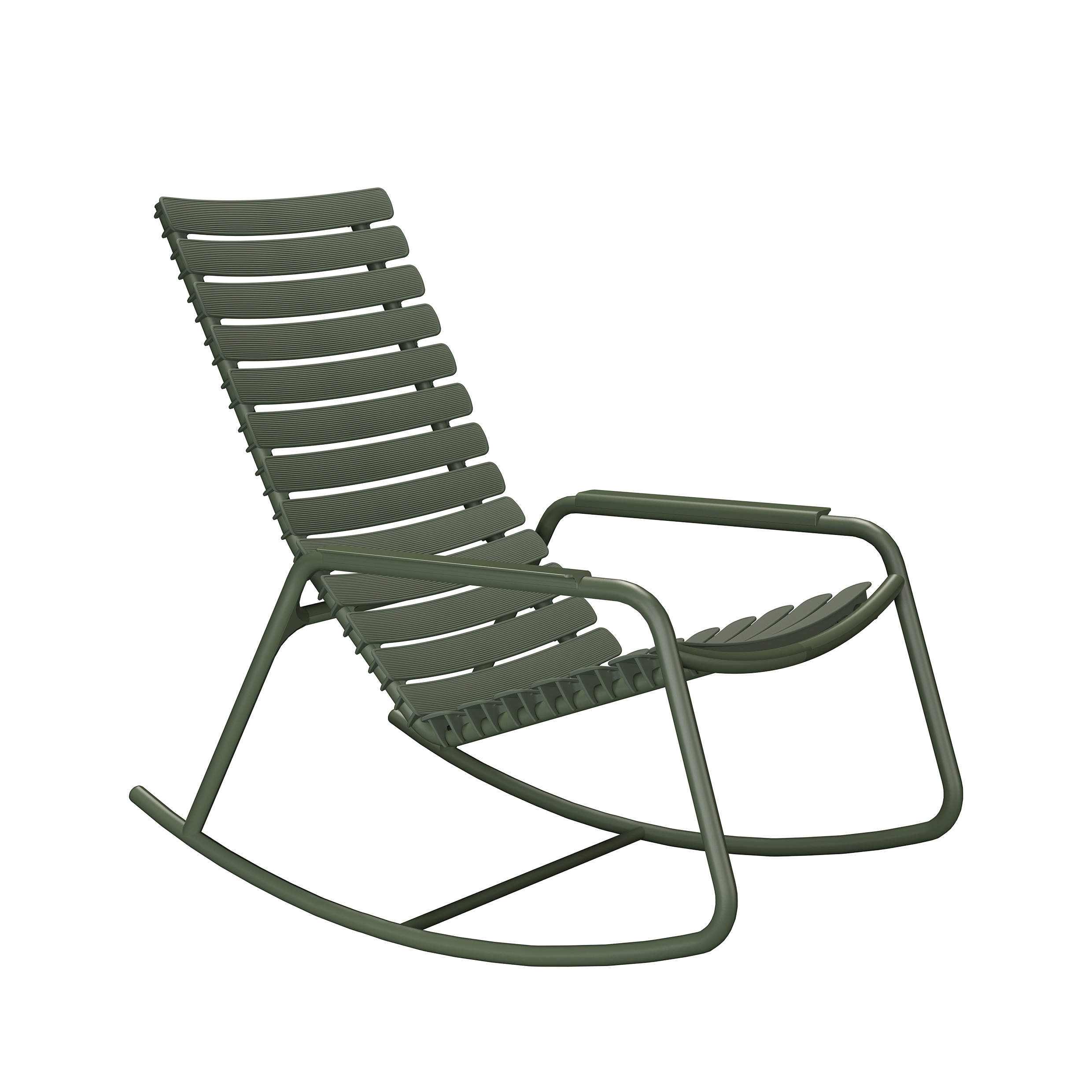 Houe // ReCLIPS Rocking Chair - Armrest olive green, color olive green