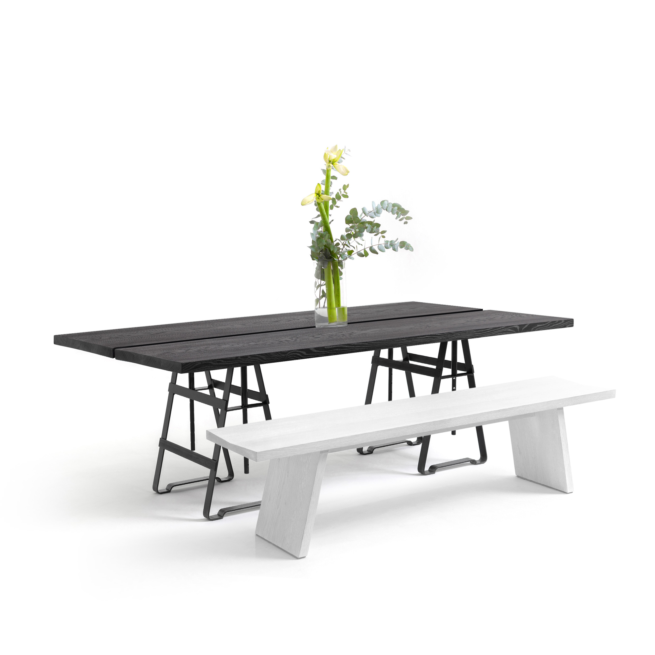 FORM EXCLUSIV // JOON - IN-/OUTDOOR TISCH |  SCHWARZ GEKÖHLT - LACKAFFE BLACK - 220CM X 45CM X 5CM