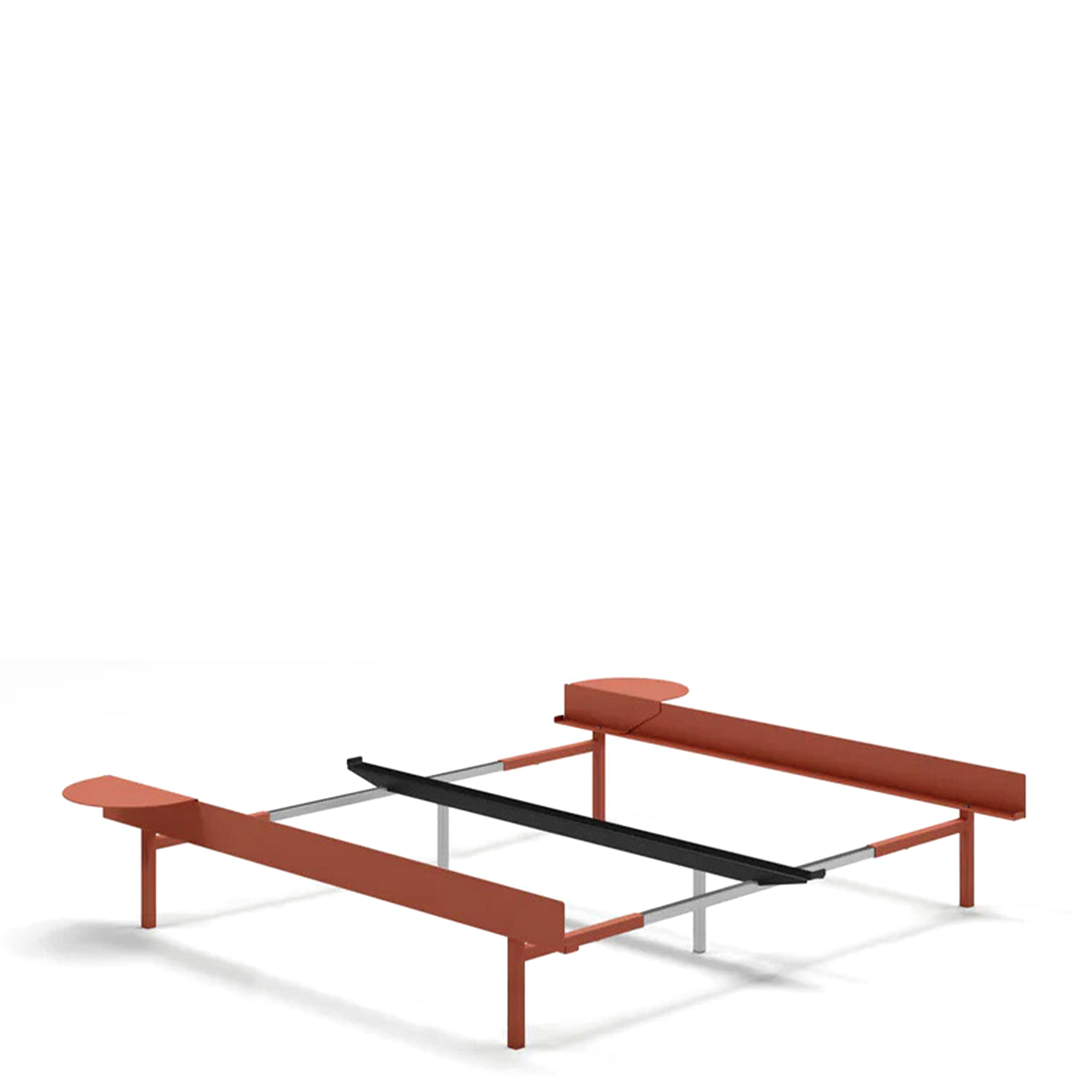 MOEBE // BED 90-180 CM (TALL) - TERRACOTTA| NO SLATS | 2x SIDE TABLE