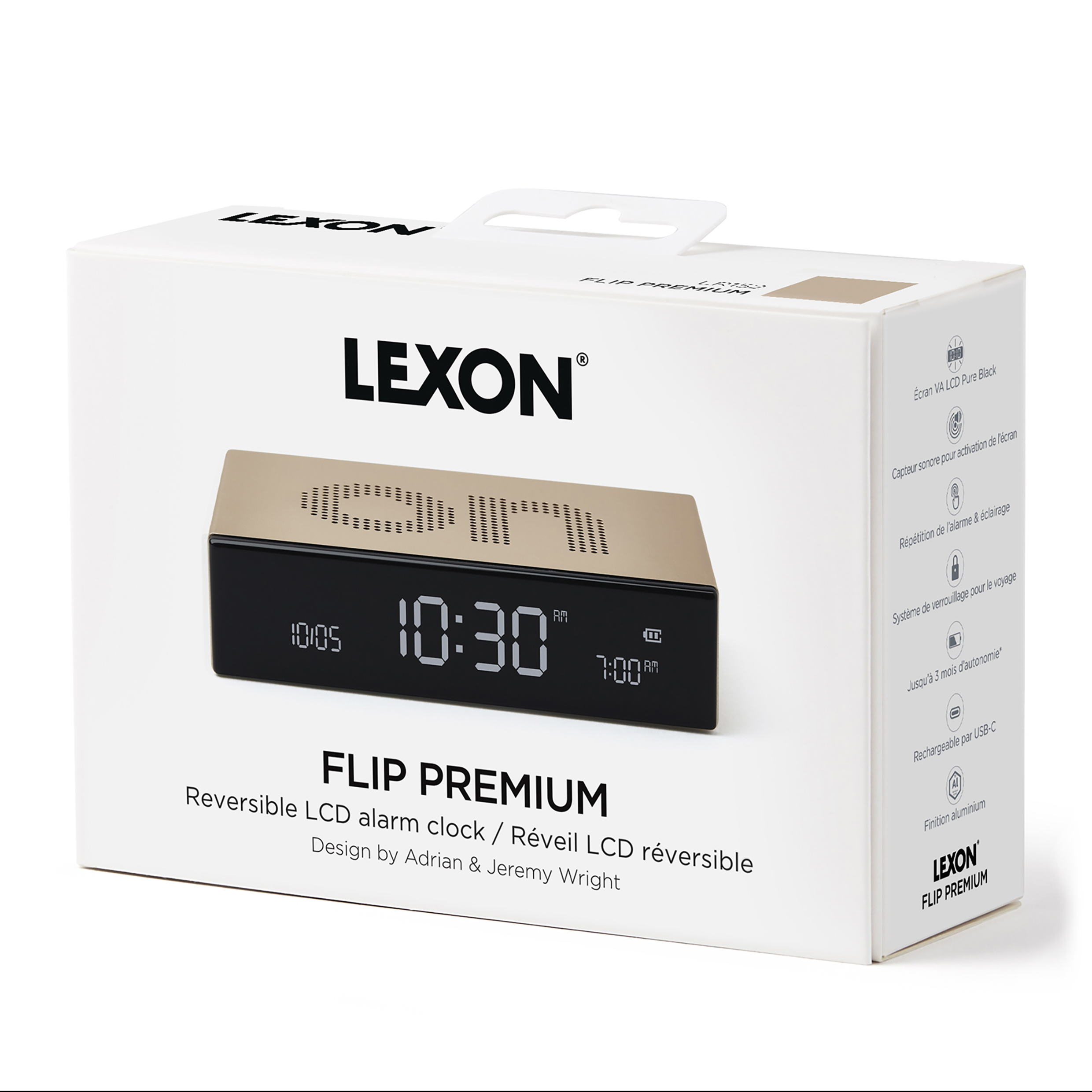 LEXON DESIGN // FLIP PREMIUM - ALARM CLOCK | ALUMINIUM