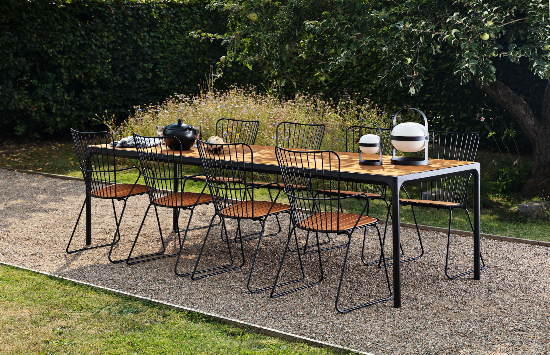 Houe // FOUR Table - Outdoor table, 270x90cm, bamboo, black